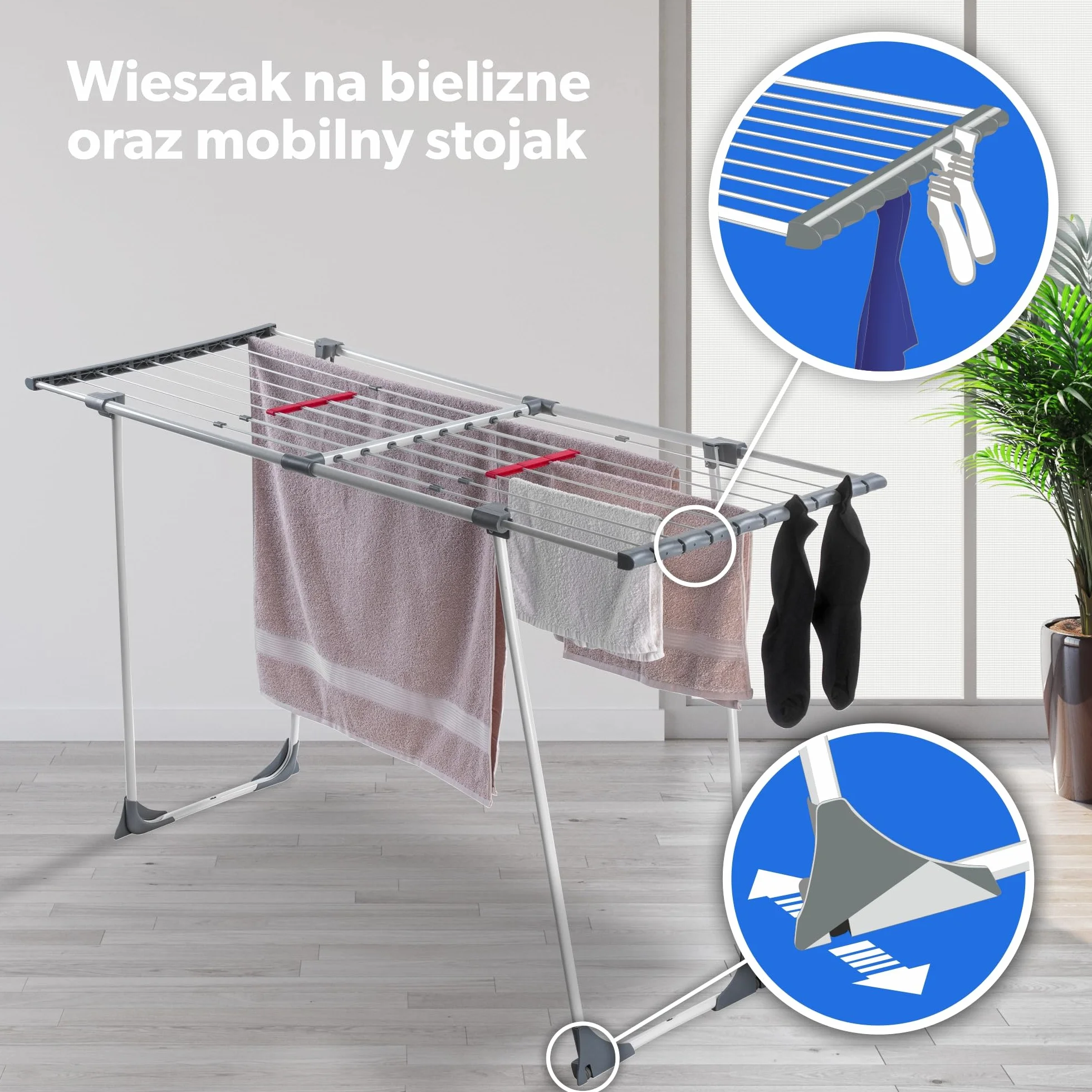 KADAX Suszarka na pranie teleskopowa 20 m powierzchni suszenia stalowa konstrukcja