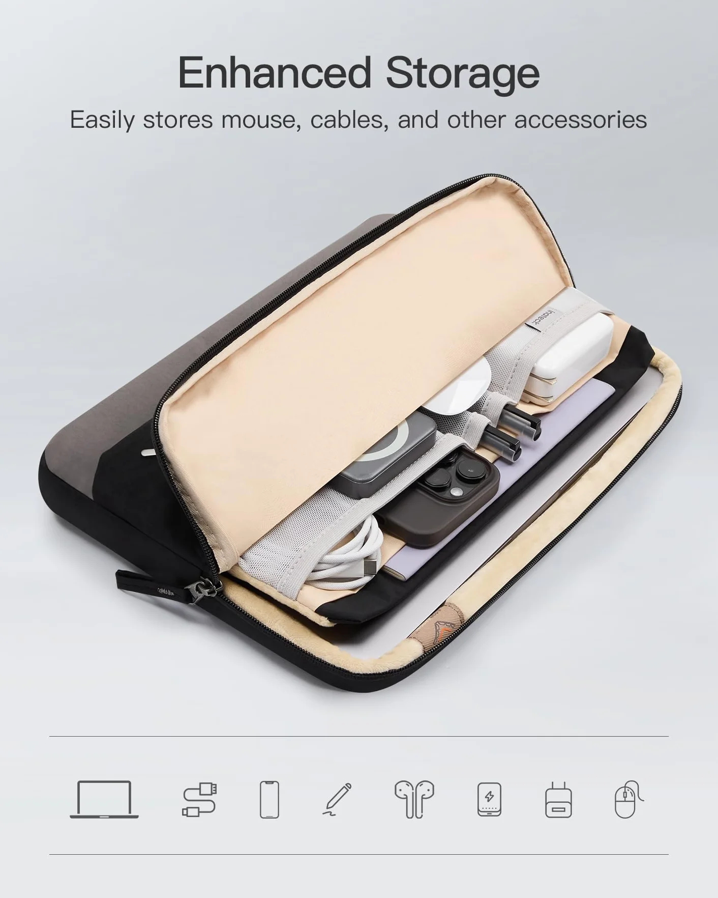 Inateck 360° etui ochronne na laptopa, etui o dużej pojemności kompatybilne z 13-calowym MacBook Air M5/M4/M3/M2/M1 (2026-2018) A3449 A3240 A3113 A2681 A2337, 13-calowym MacBook Pro M2/A2686 M1/A2338