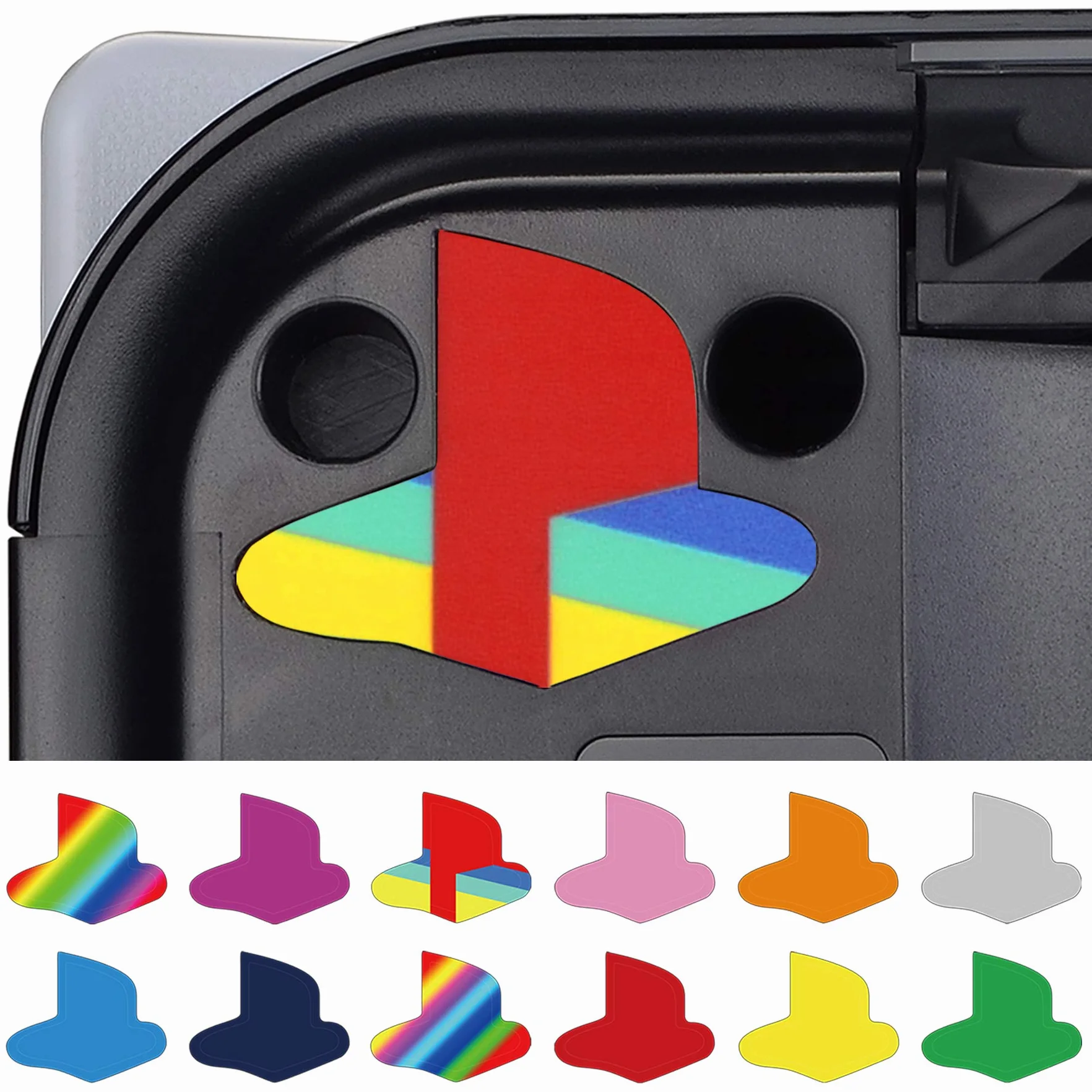 PlayVital 12 pcs Sticker LOGO kompatybilny z ps5 Konsola,Logo Underlay Sticker do ps5,Ochronne Naklejki do ps5-9 Kolorów i 3 Klasyczne Style Retro