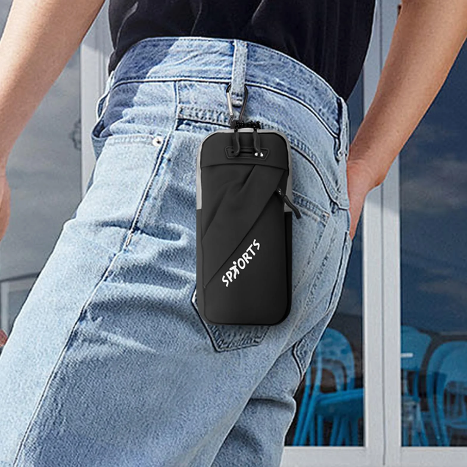 Sportowa bransoletka z kieszenią na słuchawki, etui na telefon komórkowy do zawieszenia na telefon komórkowy 6,5", bransoletka do biegania, z trzema możliwościami noszenia, akcesoria do
