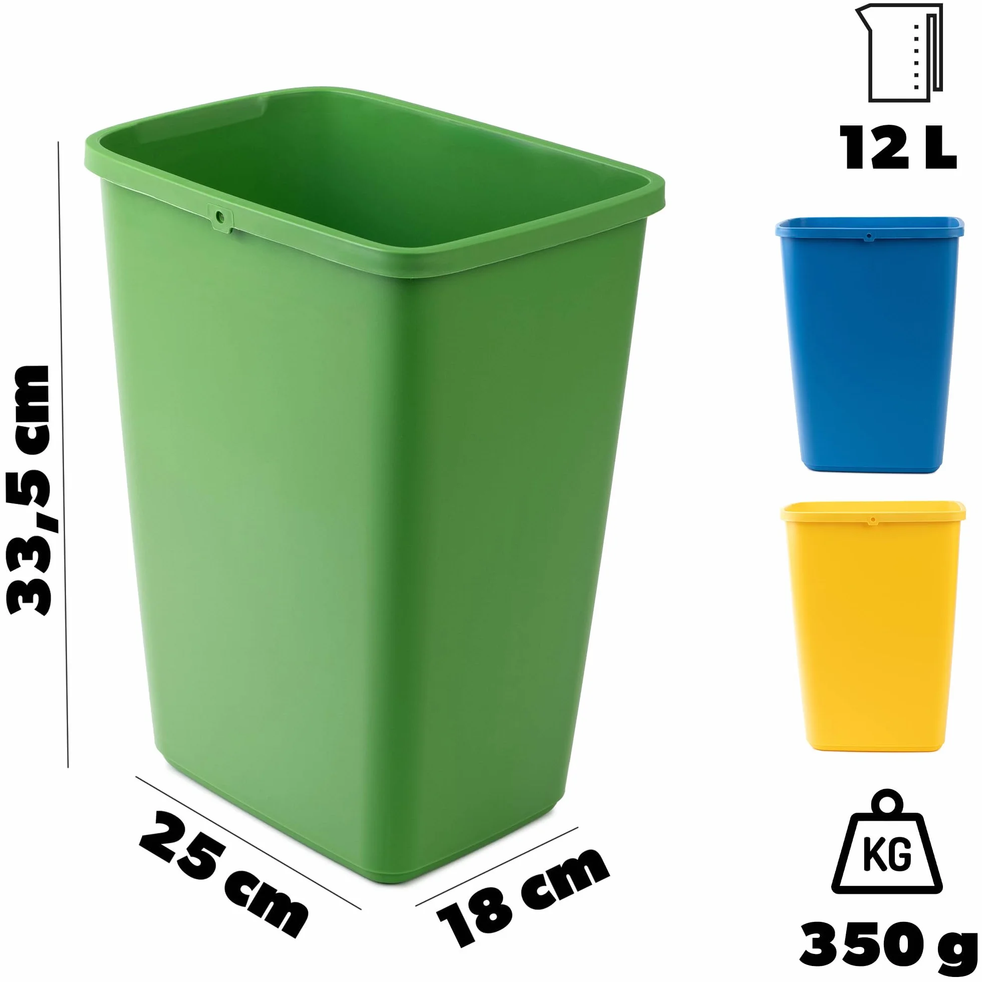 KADAX Sorter odpadów 3x12 l do segregacji szkła plastiku papieru