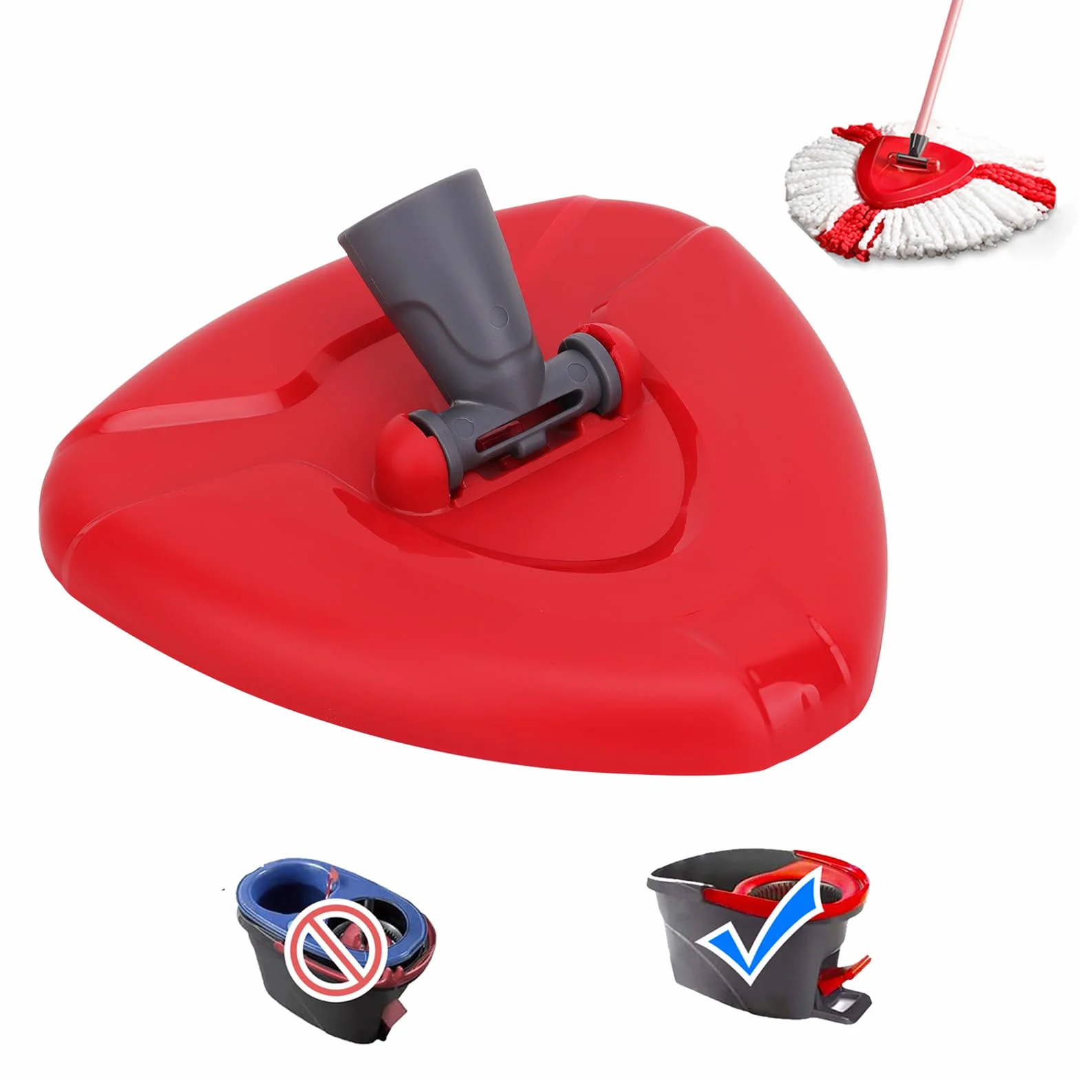 Sgizoku Obrotowa podstawa mopa kompatybilna z wymiennym mopem 2 w 1 Viledar Turbo Smart/Trubo Spin, Plastikowa trójkątna podstawa Akcesoria do mopa O-Cedar EasyWringing&Cleaning