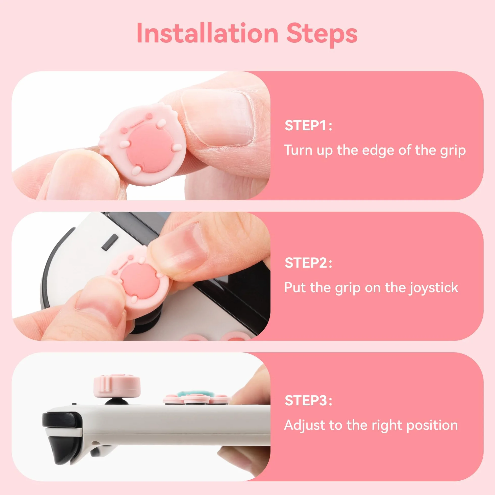 GeekShare Silikonowe przyciski ABXY Naklejki Joystick Cover Caps, Cross D-Pad Button Caps Silikonowe uchwyty na kciuki Zestawy kompatybilne z Switch/OLED - Frog & Axolotl