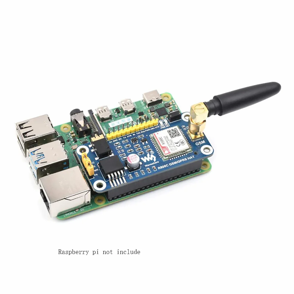 R800C GSM/GPRS HAT for Raspberry Pi Series & Jetson Nano, Support 2G Communication, Phone Call & SMS
