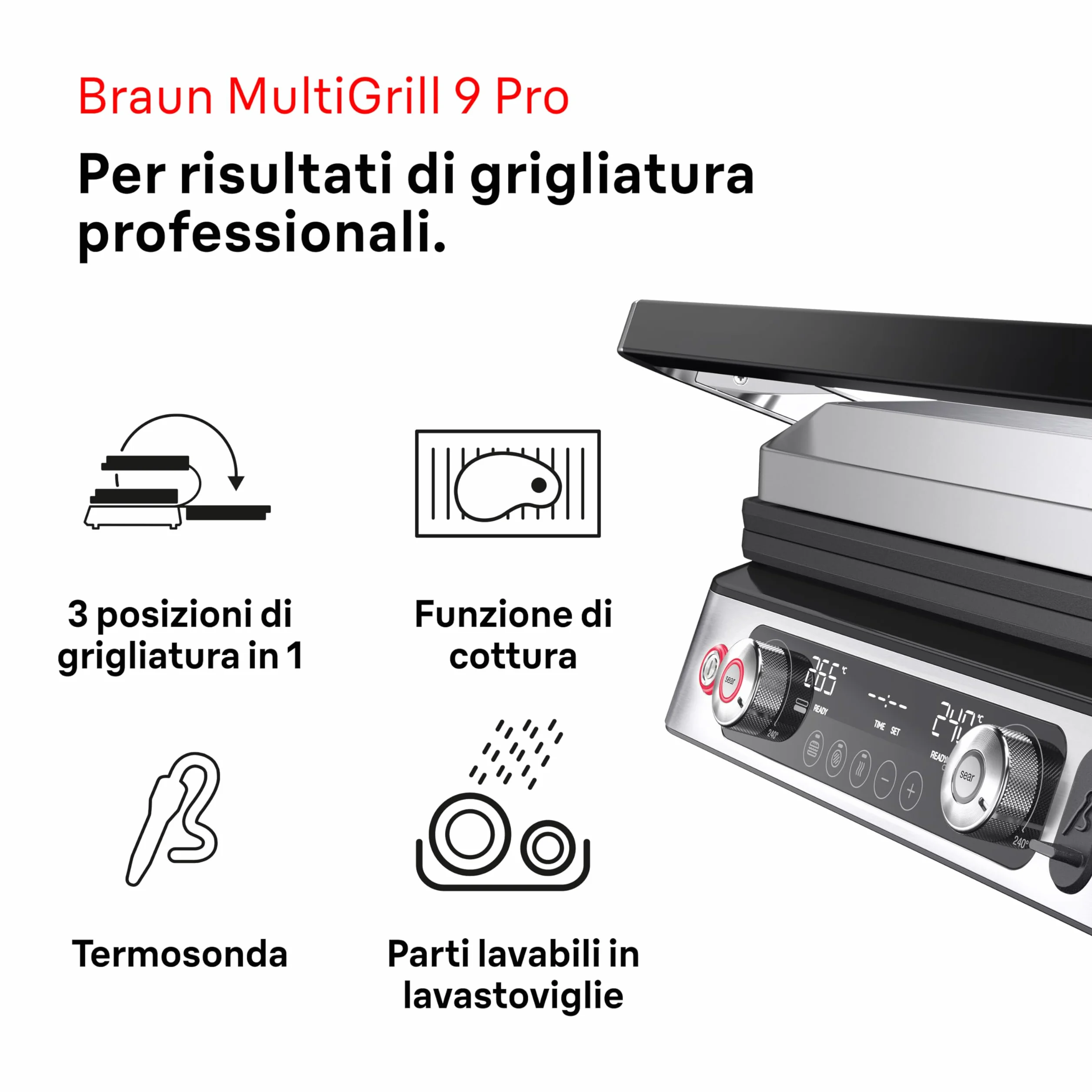 Braun MultiGrill 9 Pro CG 9160 grill elektryczny 2200 W czarny stal nierdzewna
