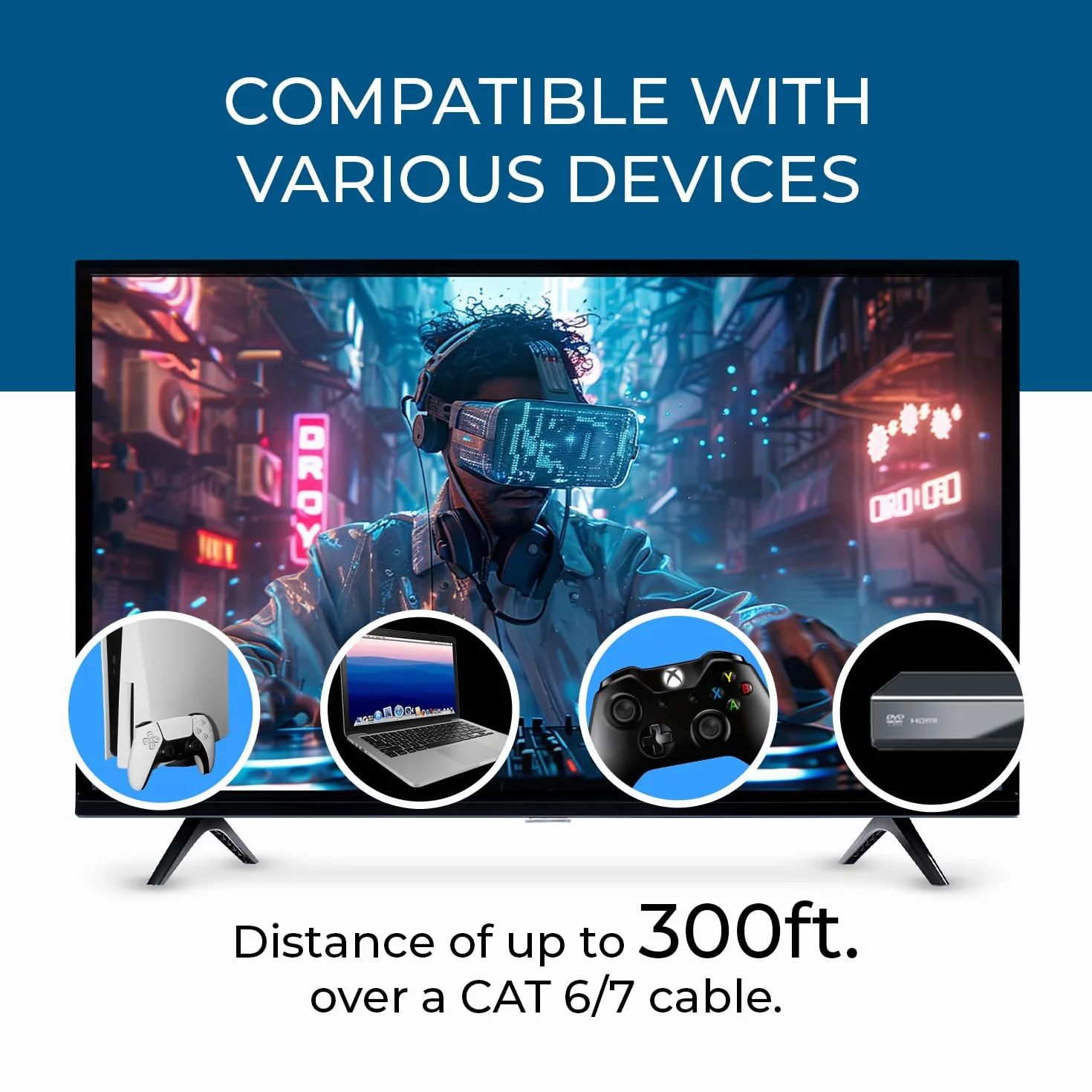 OREI Przedłużacz 4K przy 120 Hz HDMI Over Ethernet Balun - HDBaseT UltraHD 8K przy 30 Hz CAT6/7 kabel ze sterowaniem HDR, CEC i IR, RS-232, wyjście audio do 400 stóp (BK-EXB400R-K)