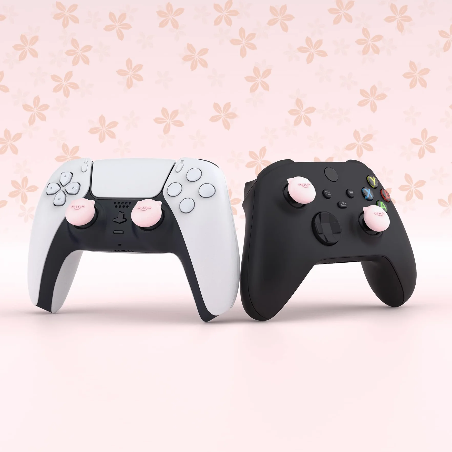 PlayVital 4PCS Thumb Grip Caps do ps5 Controller Nakładki na kciuk do ps4,Analogowa Osłona Sztyftu kompatybilny z Xbox Series X/S,Uchwytami na Kciuki do Switch Pro-Pyzata Świnka