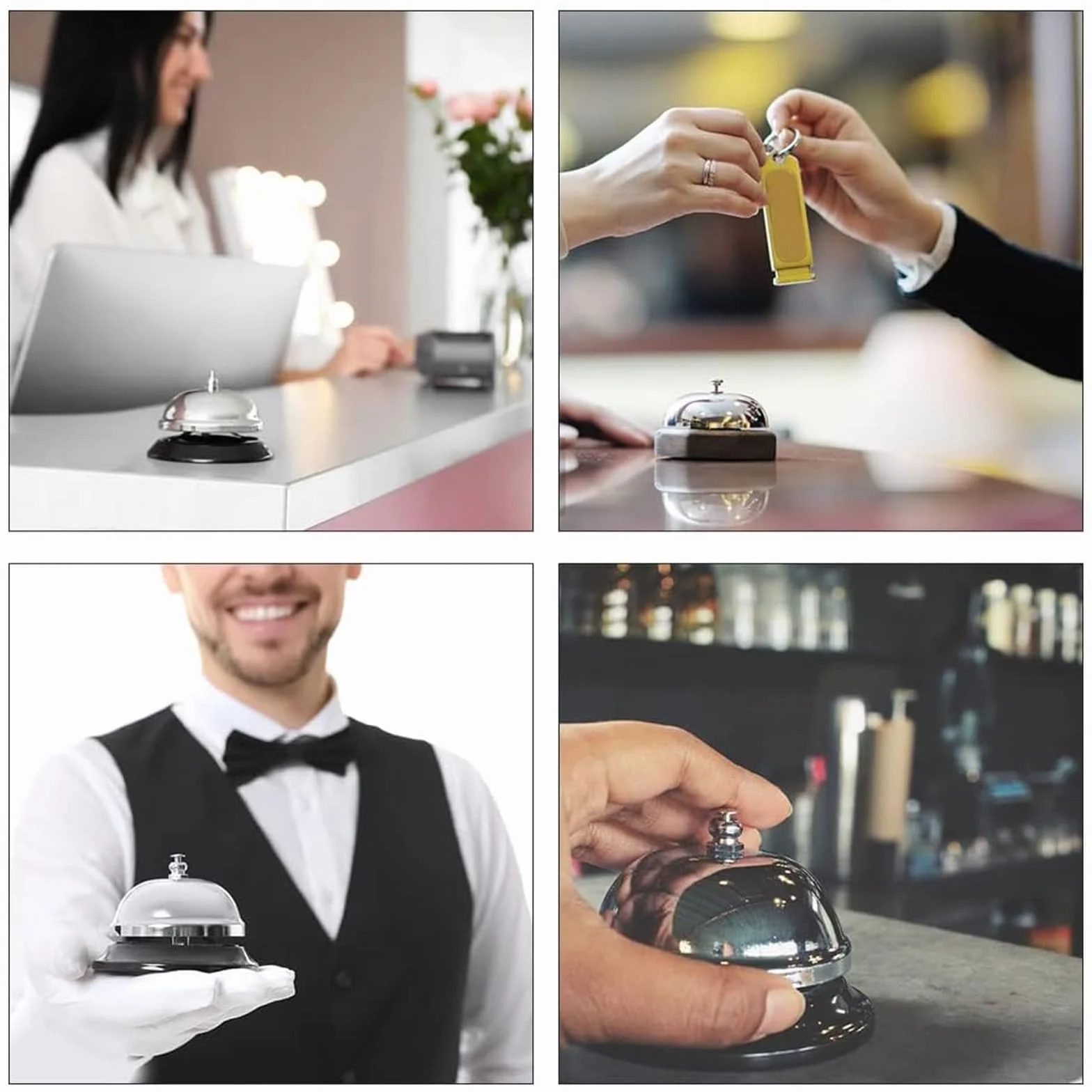 2 sztuki serwisu biurkowego, dzwoneczek na biurko, dzwonek, dzwonek, ze stali nierdzewnej, do restauracji