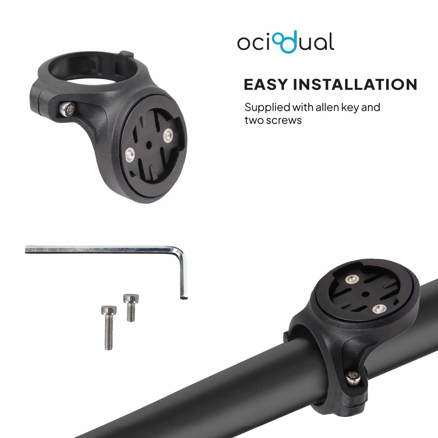 OcioDual Uchwyt krawędziowy kompatybilny z urządzeniami Garmin, Varia RTL510 RTL515 RVR315, kompatybilny z akcesoriami GoPro, standardowy słupek barowy od 25,4 mm do 31,8 mm
