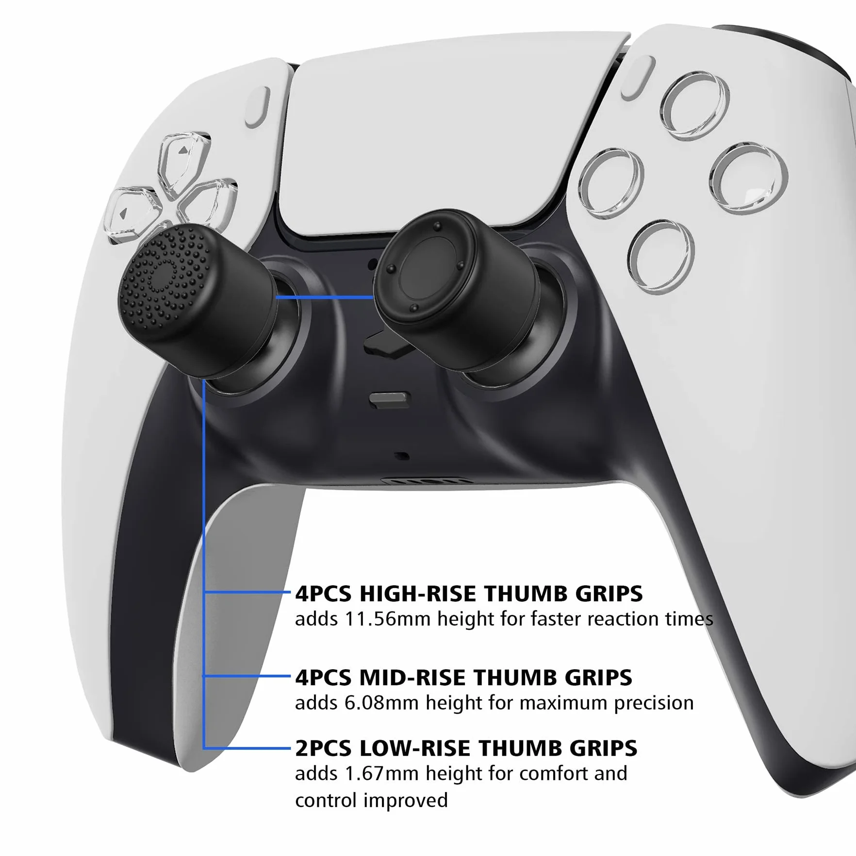 PlayVital Silikonowa Nakładki na Gałki do ps5 do ps4 Controller, Thumb Grip Caps do Xbox One/Series X S Osłona Joysticka do Switch Pro Pokrowiec na Joystick do Xbox One-Czarny