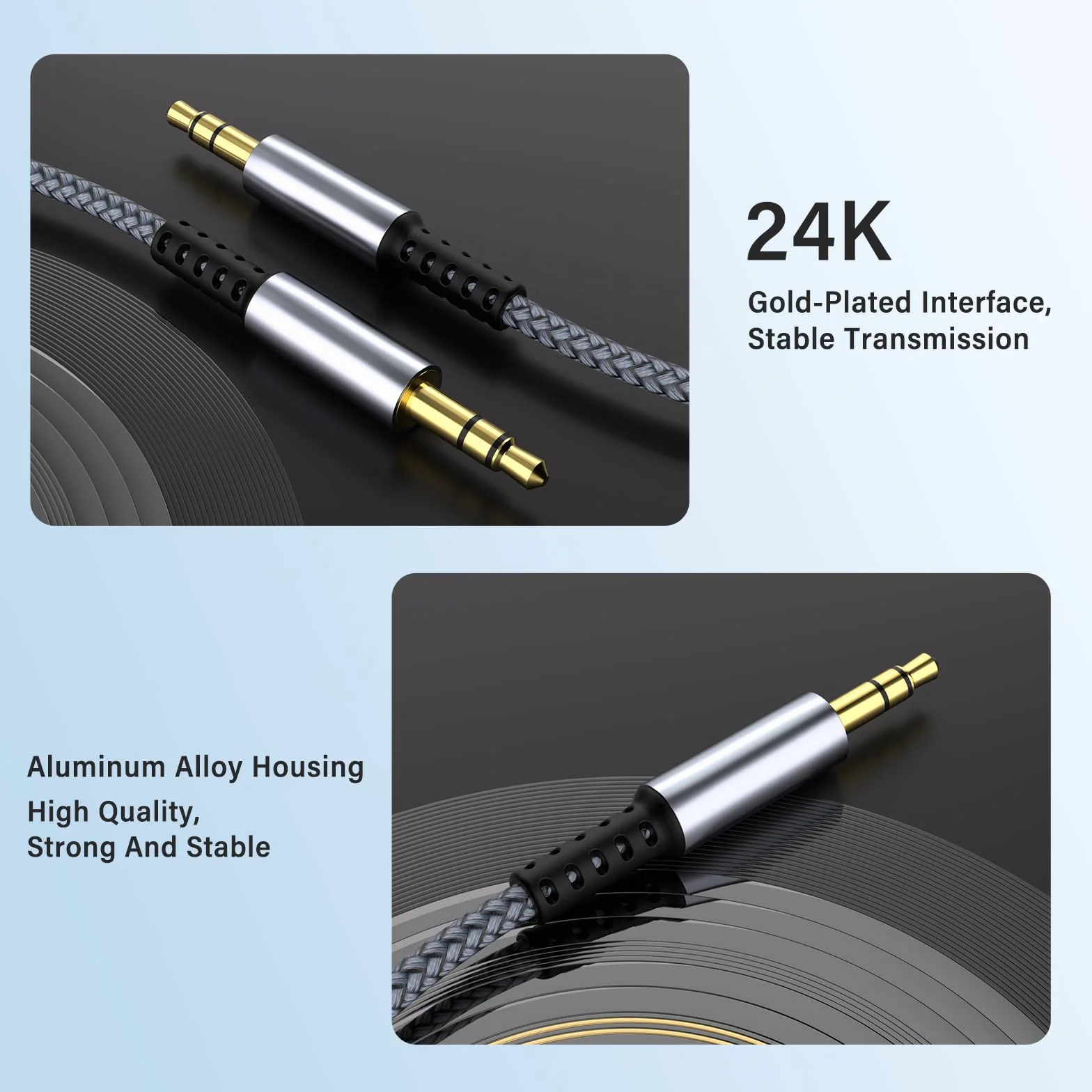 Kabel Aux, kabel audio 3,5 mm jack na jack stereo jack 3,5 [1,2 m] nylonowy pleciony do radia samochodowego, słuchawek, komputera, telefonu komórkowego, systemu stereo, tabletu, głośnika, odtwarzacza
