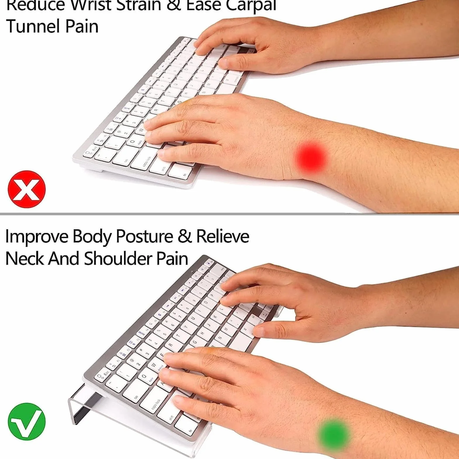 uchwyt na klawiaturę z akrylu, nachylony uchwyt na klawiaturę komputerową Ergonomiczny uchwyt na klawiaturę dla wygodnego pisania w domu i biurze - czarny
