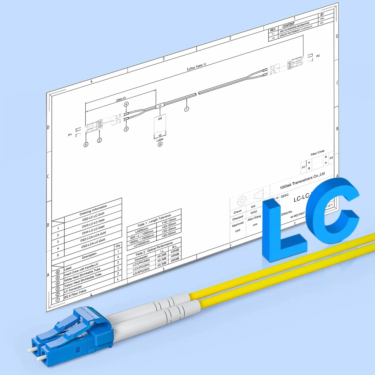 Fiber Patch Cable - LC to LC OS2 10Gb/Gigabit Singlemode Jumper Duplex 9/125 LSZH Fiber Optic Cord for SMF SFP Transceiver, Yellow, 0.5-Meter(1.65ft)
