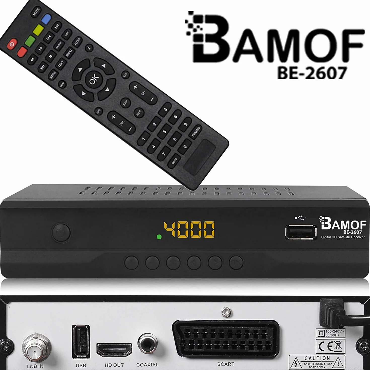 Bamof BE-2607 cyfrowy odbiornik satelitarny (HDTV, DVB-S/S2, HDMI, SCART, 2 x USB 2.0, Full HD 1080p) [wstępnie zaprogramowany dla Astra Hotbird Türksat] [Klasa energetyczna A+++]