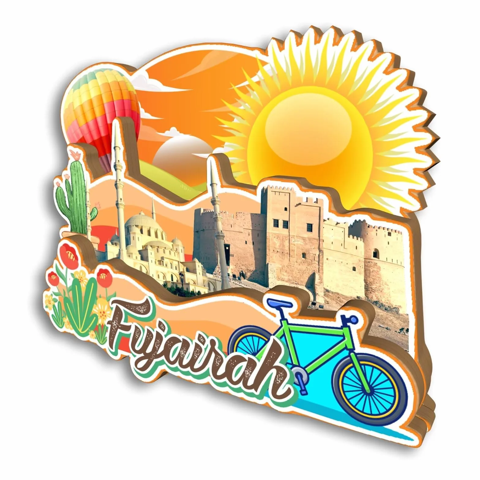 Magnes na lodówkę Fujairah Zjednoczone Emirat Arabski magnes na lodówkę pamiątki z podróży po mieście prezenty turystyczne 3D klasyczne zabytki ręcznie robione rękodzieło dekoracja domu -2669