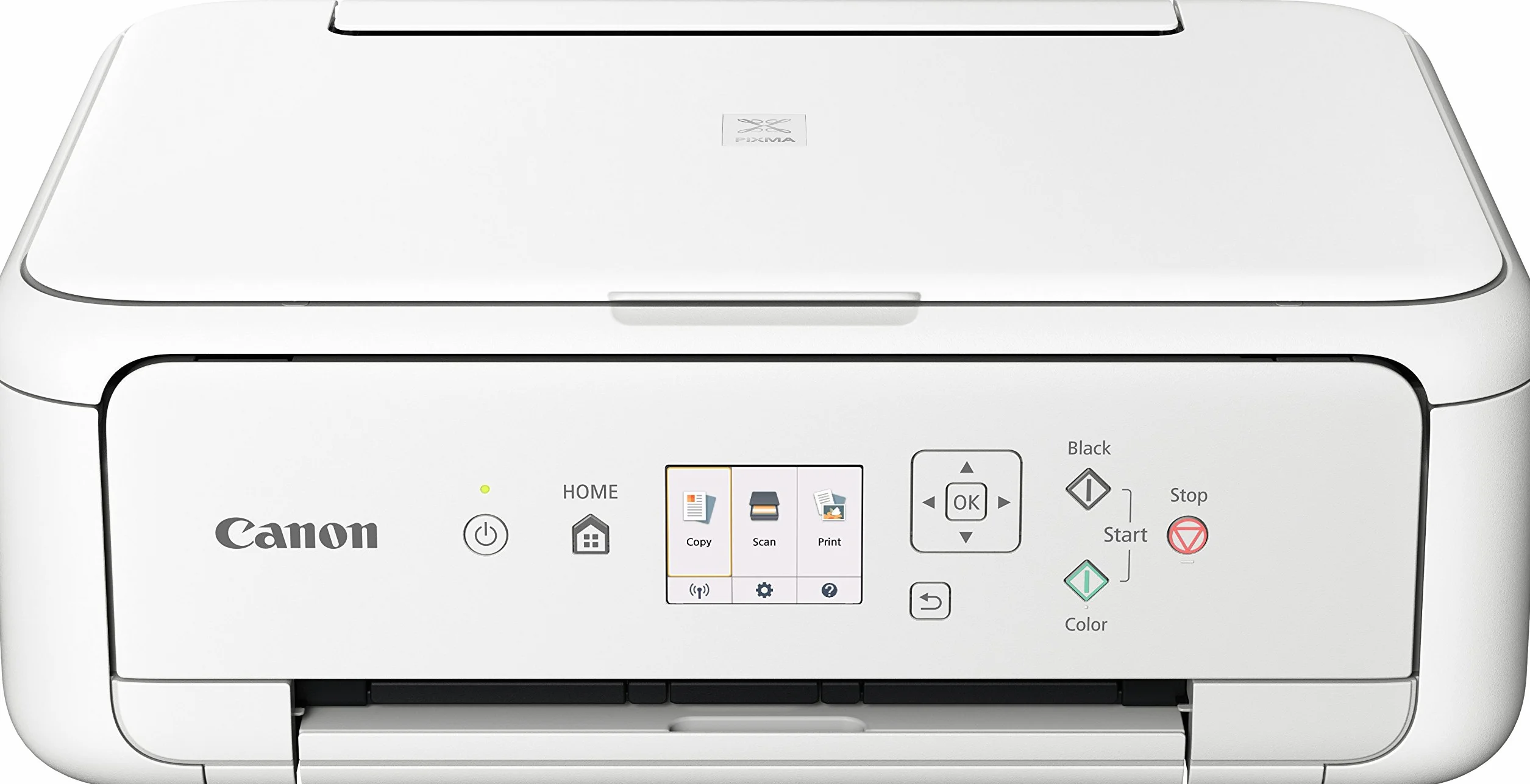 Canon PIXMA TS5151 drukarka atramentowa, urządzenie wielofunkcyjne DIN A4 (skaner, kopiarka, kolorowy wyświetlacz, 4800 x 1200 dpi, USB, Wi-Fi, druk dwustronny, 2 podajniki papieru), biała