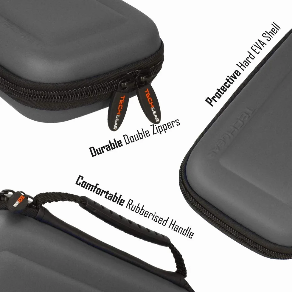 TECHGEAR Switch Lite Etui Ochronne - Twarde Etui Transportowe Do Przechowywania Kompatybilne z Nintendo Switch Lite, 8 Gniazd Na Karty Do Gier + Akcesoria [Szare]