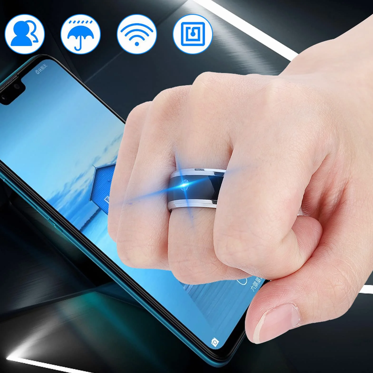 Uniwersalne Inteligentne Pierścienie NFC do Telefonów Komórkowych, Wielofunkcyjne Urządzenie do Noszenia Smart Ring Magic, Wodoodporne Urządzenie do Noszenia NFC Ring Smart Magic