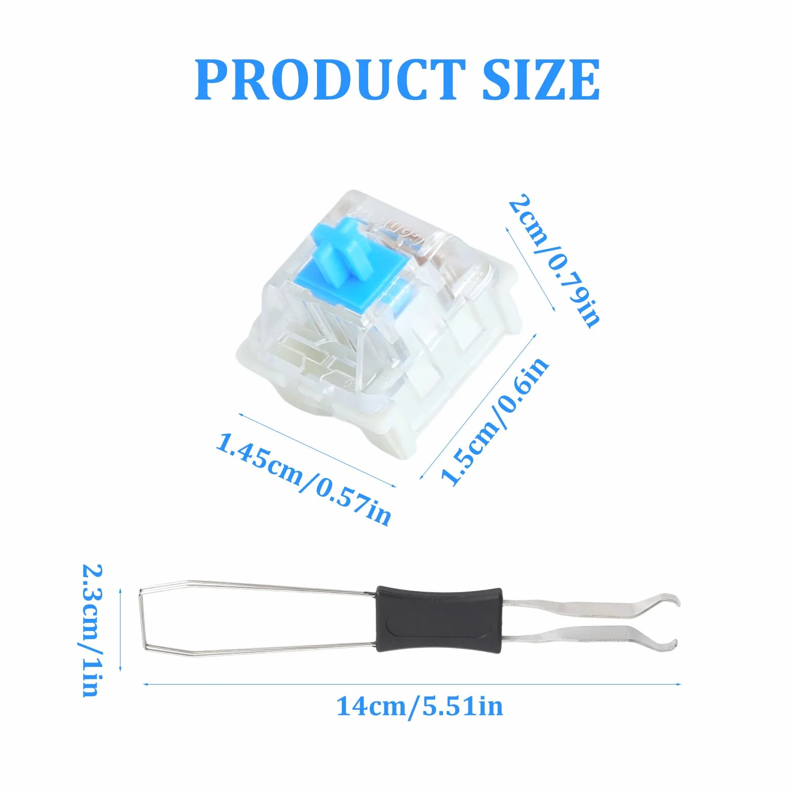 20 sztuk przełączników klawiatury Hot-Swap Blue Switches, klawiatura z 1 ściągaczem wału, kompatybilna klawiatura mechaniczna, przełącznik zastępczy do gier, do biura i klawiatur RGB