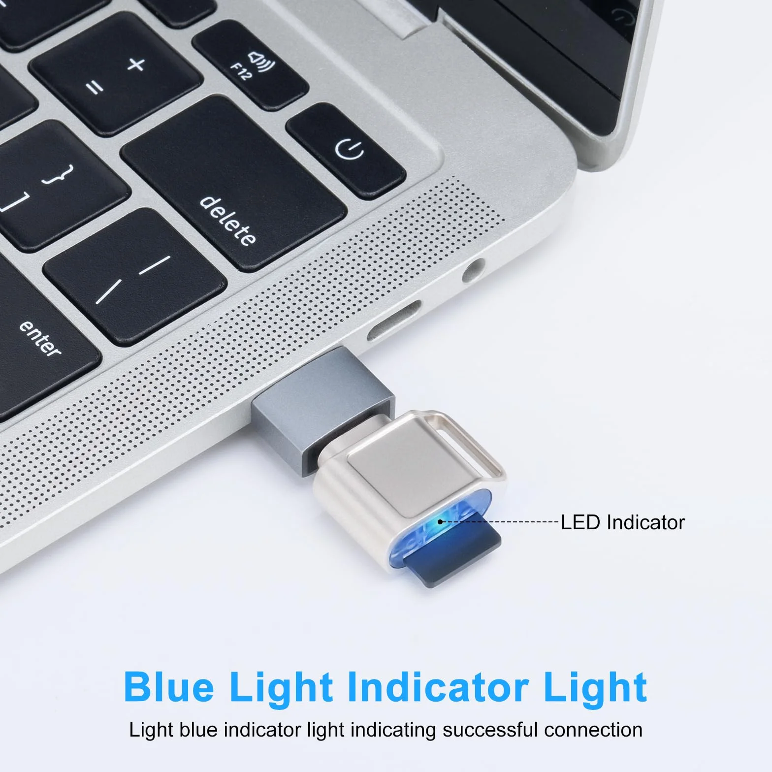 Czytnik kart TF, czytnik kart Micro SD, adapter kart pamięci TF typu C z adapterem USB C na USB kompatybilny z laptopem, MacBookiem, Samsung Galaxy (srebrny)