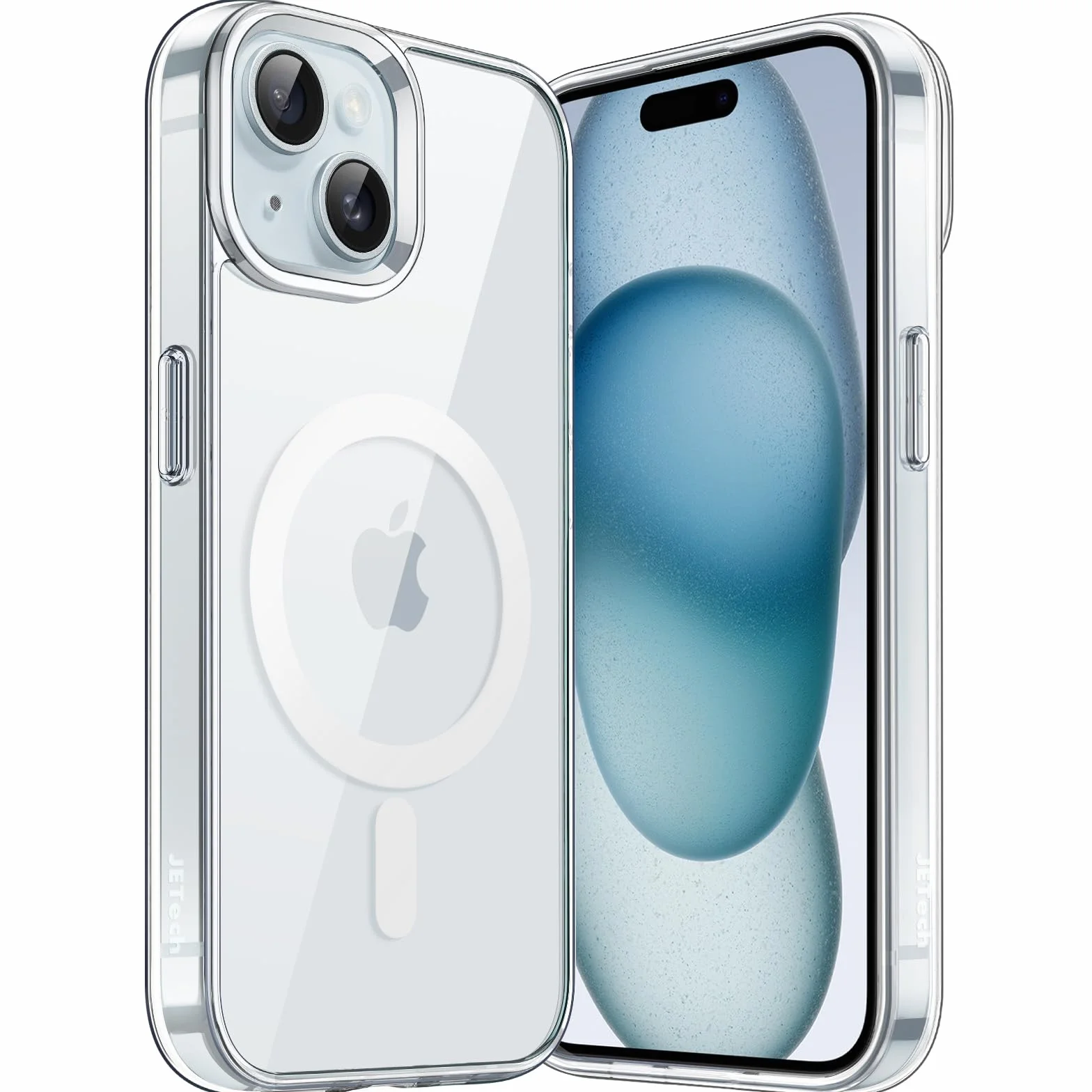 JETech Magnetyczna Etui dla iPhone 15 6,1 Cala Kompatybilny z MagSafe Bezprzewodowy Ładowanie, Odporny Wstrząsy Phone Bumper Case, Przezroczysty Tył, Odporny na Zarysowania (Przezroczyste)
