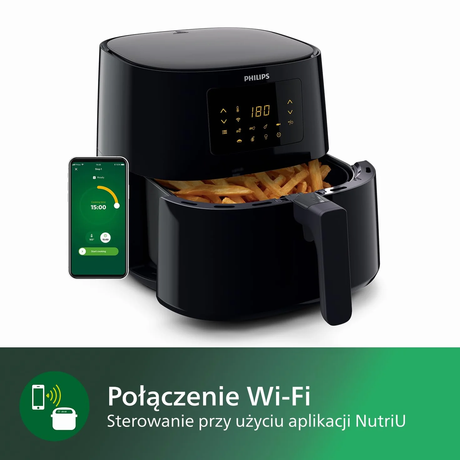 Philips Airfryer XL Seria 5000 6.2 l 1.2kg Beztłuszczowa Frytkownica 14-w-1 Wi-Fi Rapid Air HD9280/90