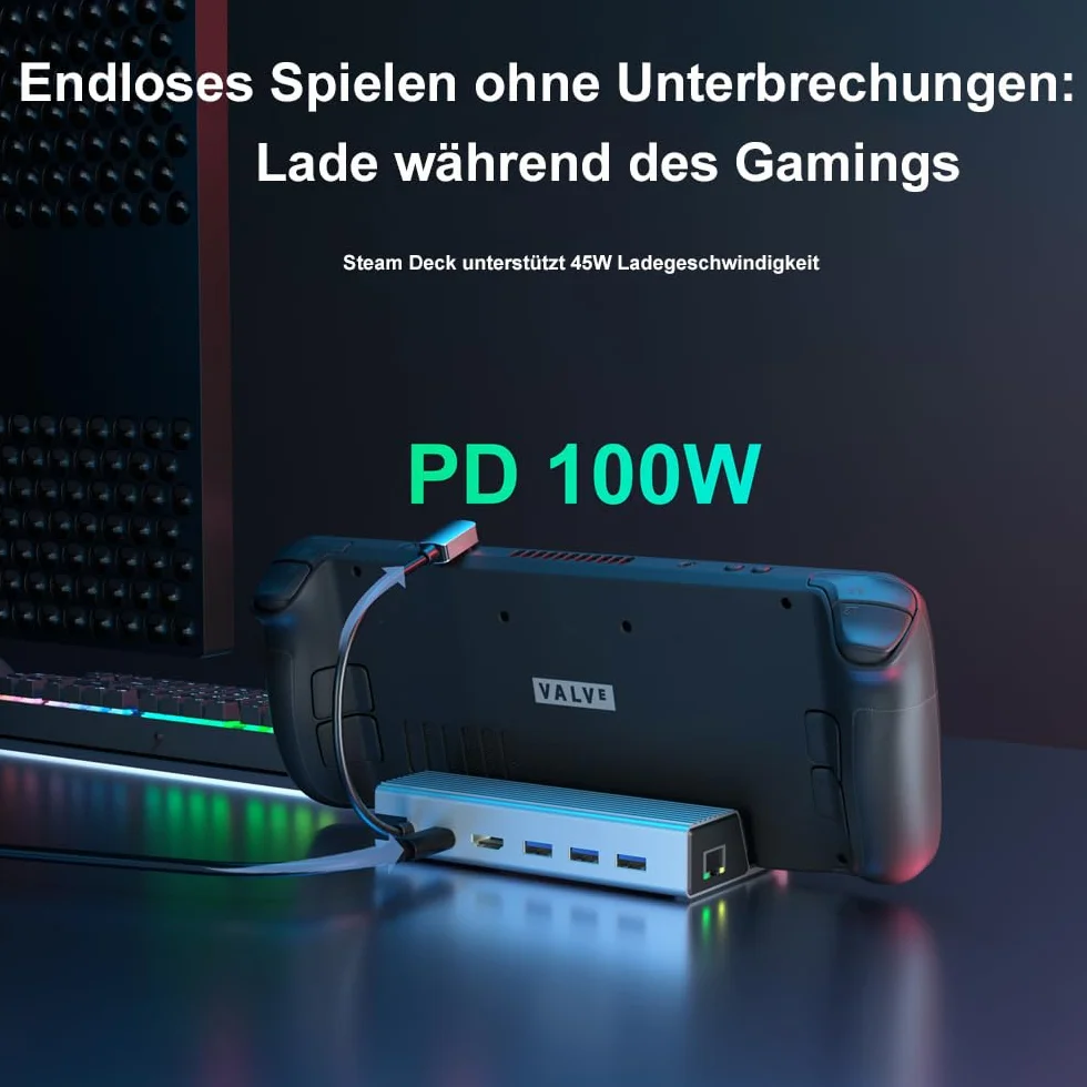 Steam Deck stacja dokująca 6 w 1 z HDMI, USB-C, USB 3.0, Gigabit Ethernet - akcesoria Steam Deck, Valve Steam Deck - Stream Deck
