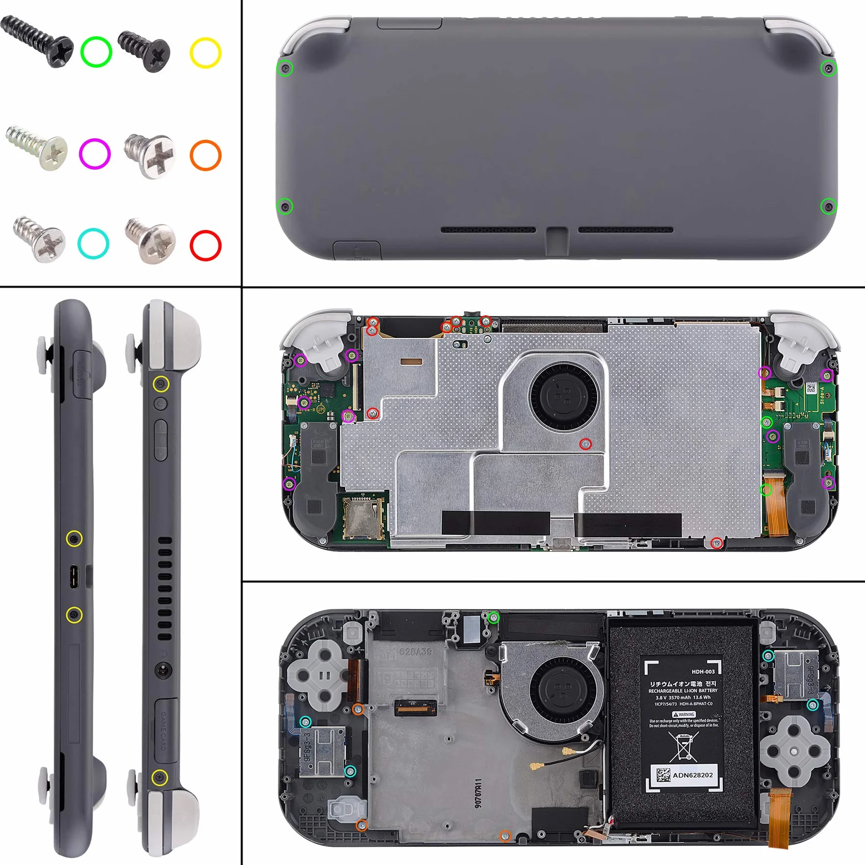eXtremeRate Bialy Wymiana ABXY Home Capture Plus Minus Keys Dpad L R ZL ZR Trigger dla Switch Lite, Pełny Zestaw Orzycisków Zestawy Naprawcze z Narzędziami dla Switch Lite