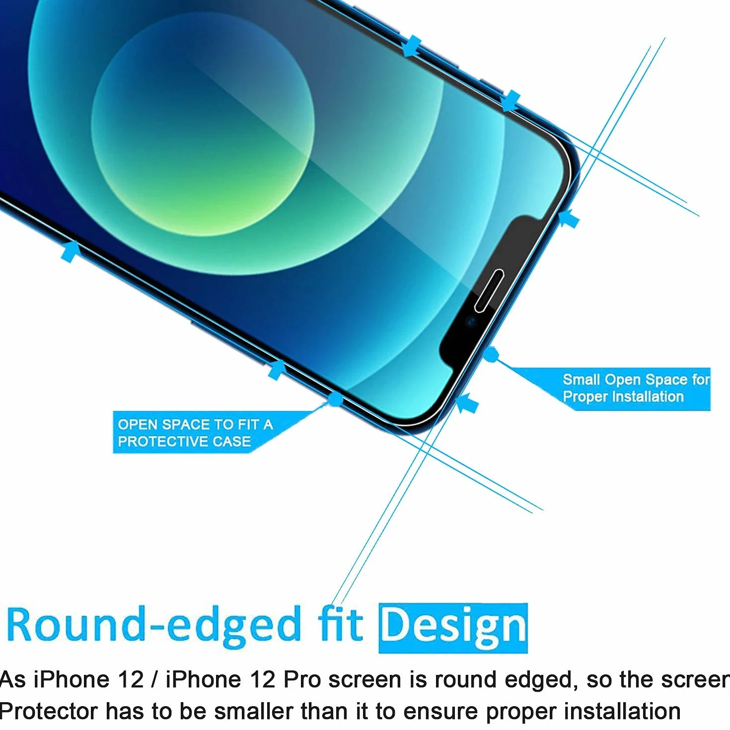 NEW'C 2 sztuki Szkło dla iPhone 12, iPhone 12 Pro (6.1") Hartowane i Folia Ochronna Ochraniacz Ekranu - Bez pęcherzyków powietrza, odporność na zarysowania