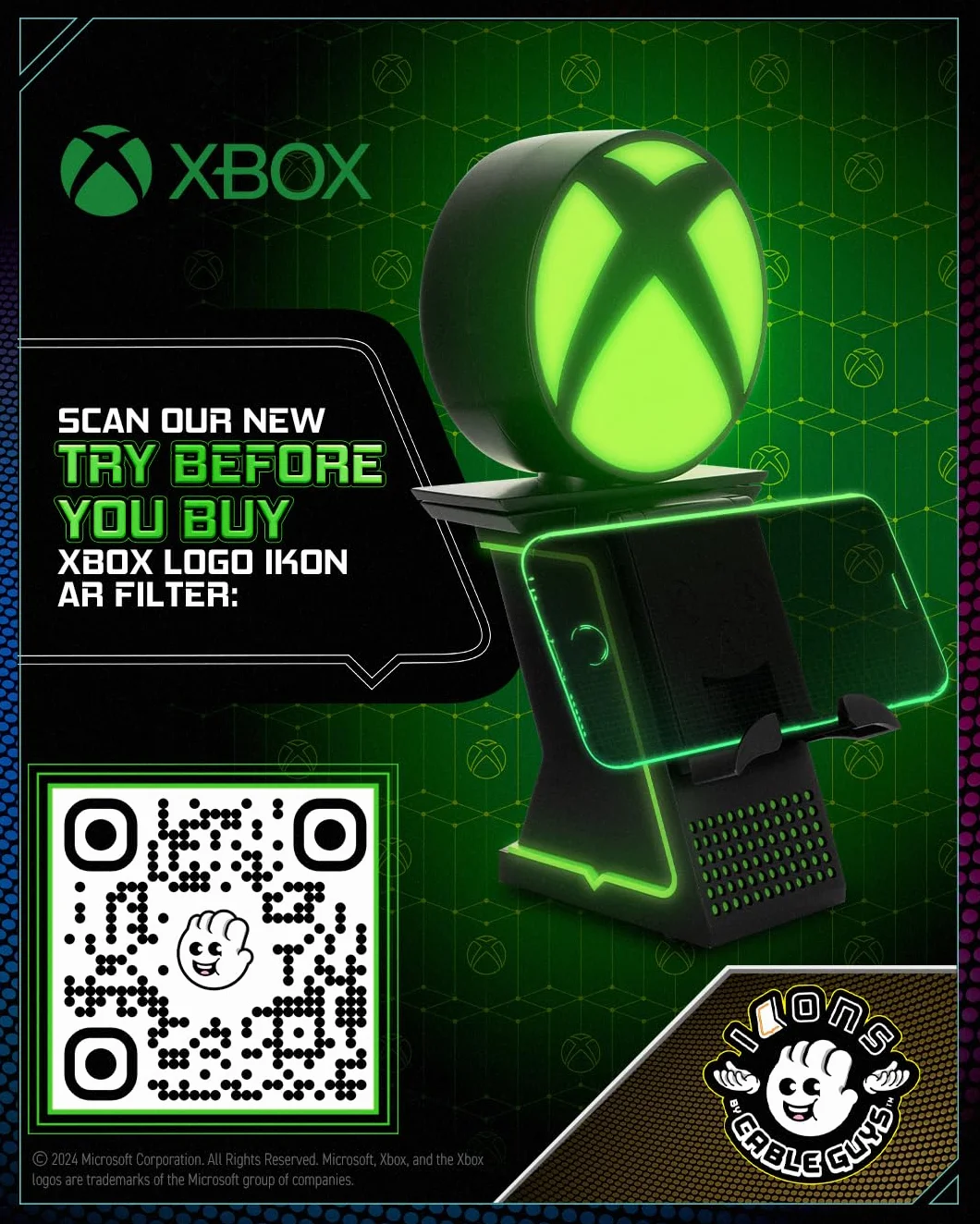 Cable Guys Ikon Charging Stand - Xbox Gaming Accessories Holder & Phone Holder for Most Controllers (Xbox, Play Station, Nintendo Switch) & Phone