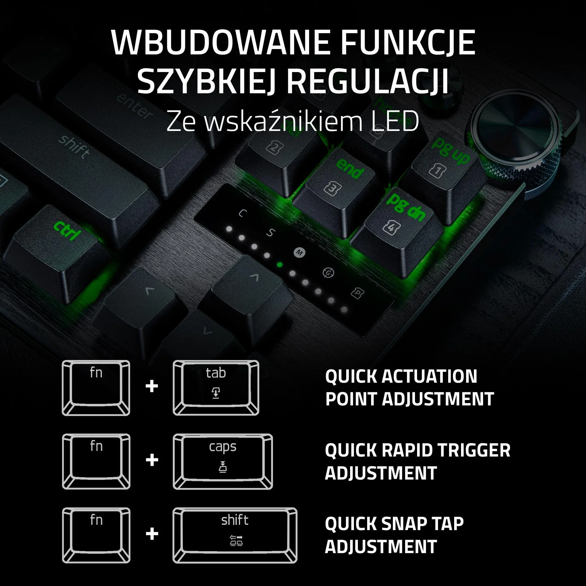 Razer Huntsman V3 Pro 8KHz mechaniczna klawiatura gamingowa 8KHz HyperPolling pomarańczowe przełączniki dotykowe Snap Tap Rapid Trigger QWERTY US Czarny