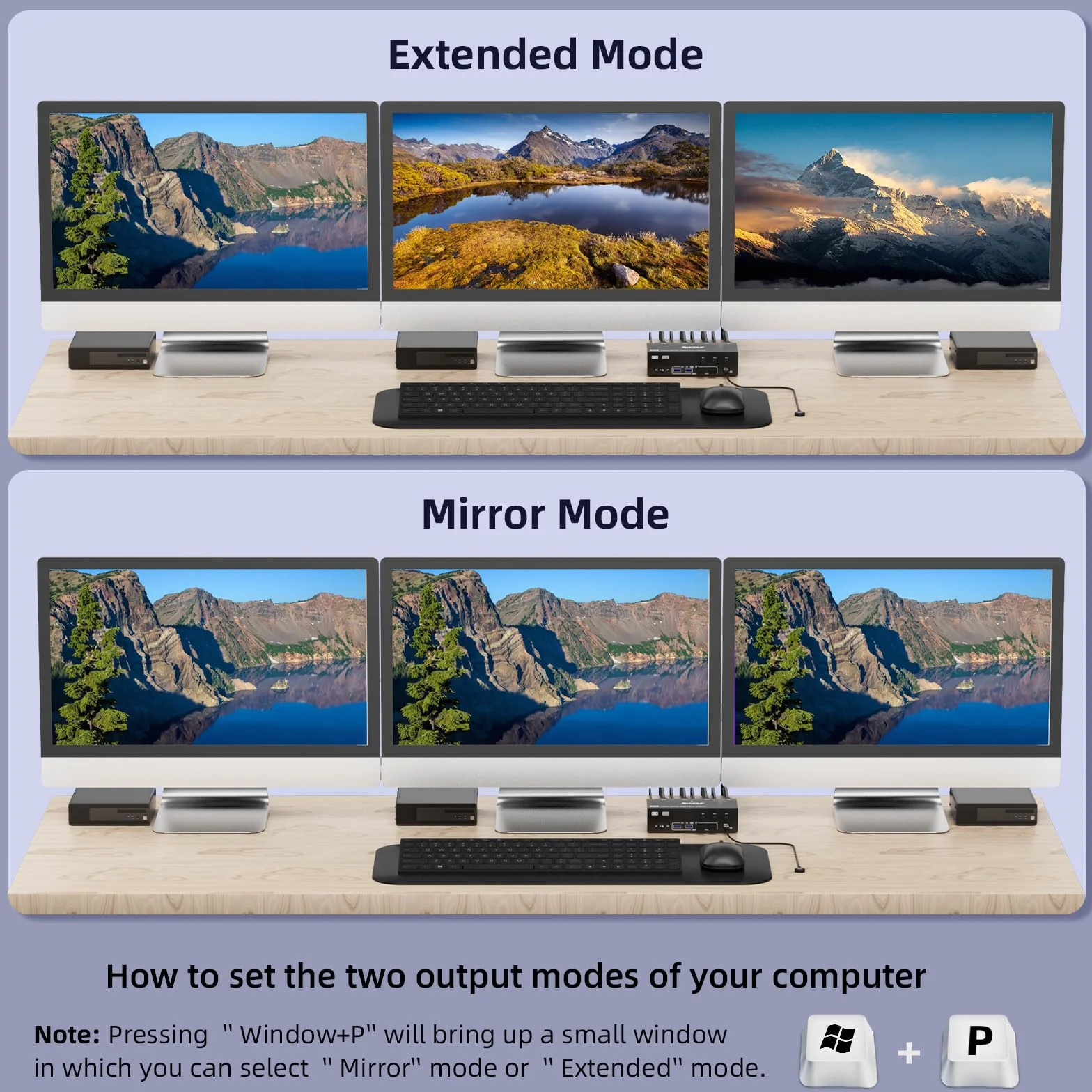 KVM przełącznik 3 PC 3 monitory 8K 60 Hz 4K 144 Hz, potrójny monitor HDMI + 2 Displayport KVM przełącznik do 3 części PC, 3 monitorów i 4 urządzeń USB 3.0, z zasilaczem 12 V DC, przewodowym pilotem