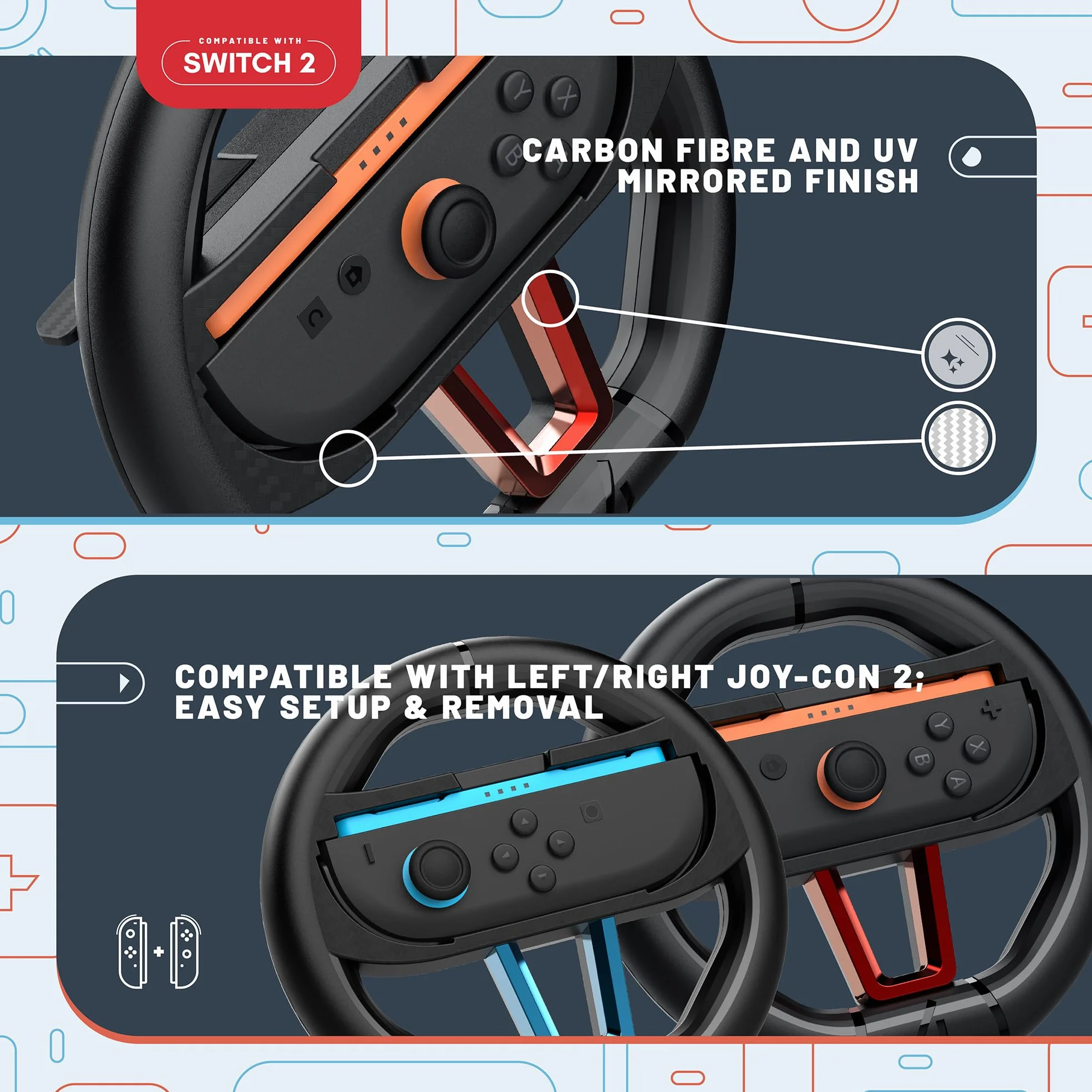 STEALTH Kierownica wyścigowa kompatybilna z Switch 2 - zestaw podwójny