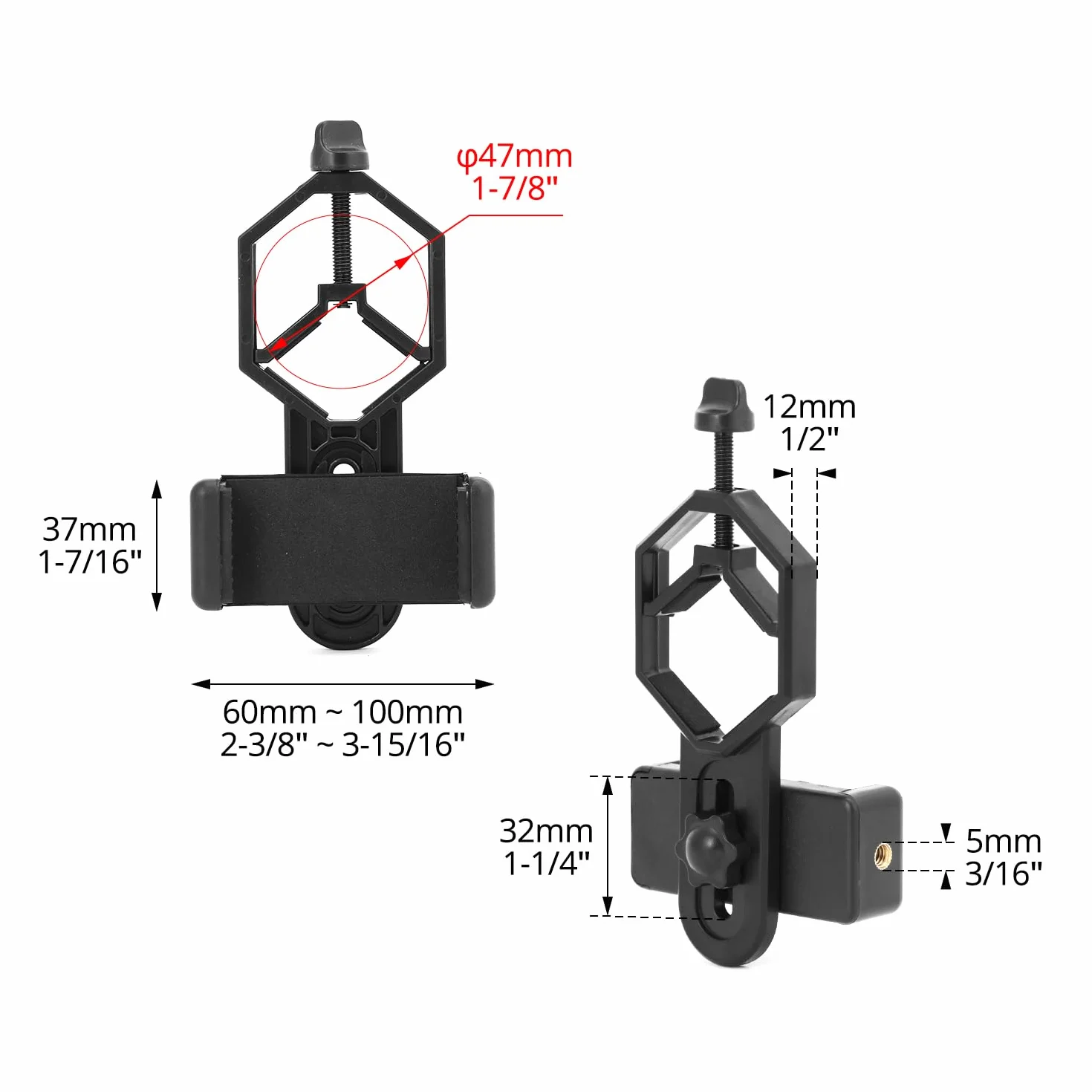 QWORK® Teleskopowy adapter do telefonu - Uniwersalny uchwyt na telefon komórkowy do okularów obserwacyjnych, okularów, lornetki