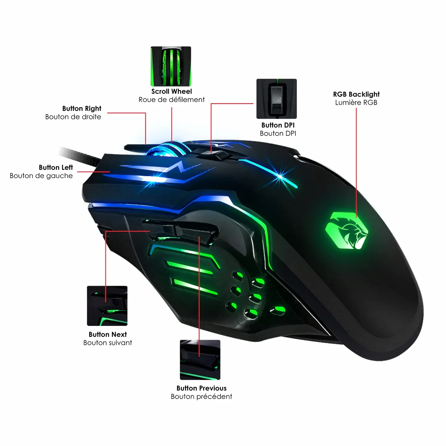 EMPIRE GAMING - Pack 3 en 1 MK800 - Clavier Gaming AZERTY (Layout Français) RGB 105 Touches 19 Touches Anti-Ghosting - Souris Gamer RGB 2400 DPI - Tapis de Souris - PC PS4 PS5 Xbox One/Series Mac