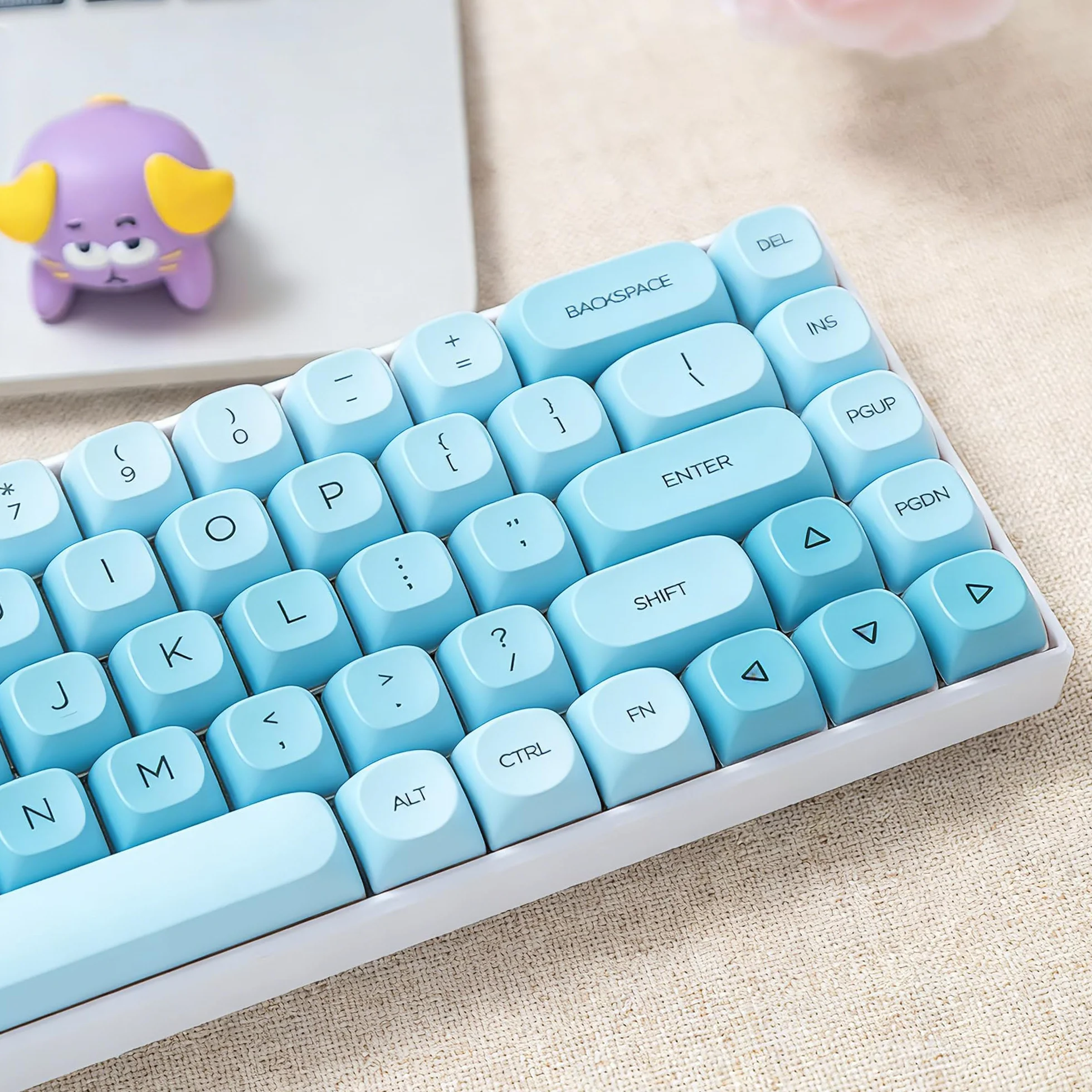 SOLIDEE Zestaw 132 Klawiszy PBT do Klawiatury Mechanicznej, Profil HOA, Double Shot Foundation Keycaps, Keycaps do Klawiatury Mechanicznej w Pudełku, Przełącznikami MX do Gier i Klawiatur(SkyBlue)