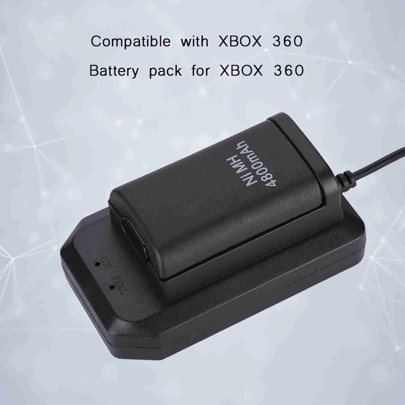 Bewinner Akumulator 4800 mAh do Kontrolera 360 z Kablem USB i Bazą Ładującą