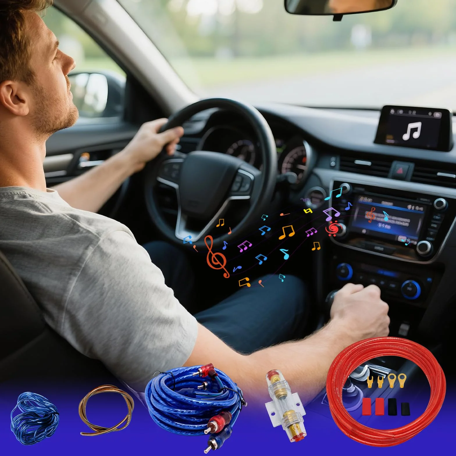 Kabel do subwoofera, Car Audio Wire, wzmacniacz 10GA, zestaw kabli do subwoofera, 4,5 m, kabel do wzmacniacza, złącze wzmacniacza, przyłącze stopnia mocy