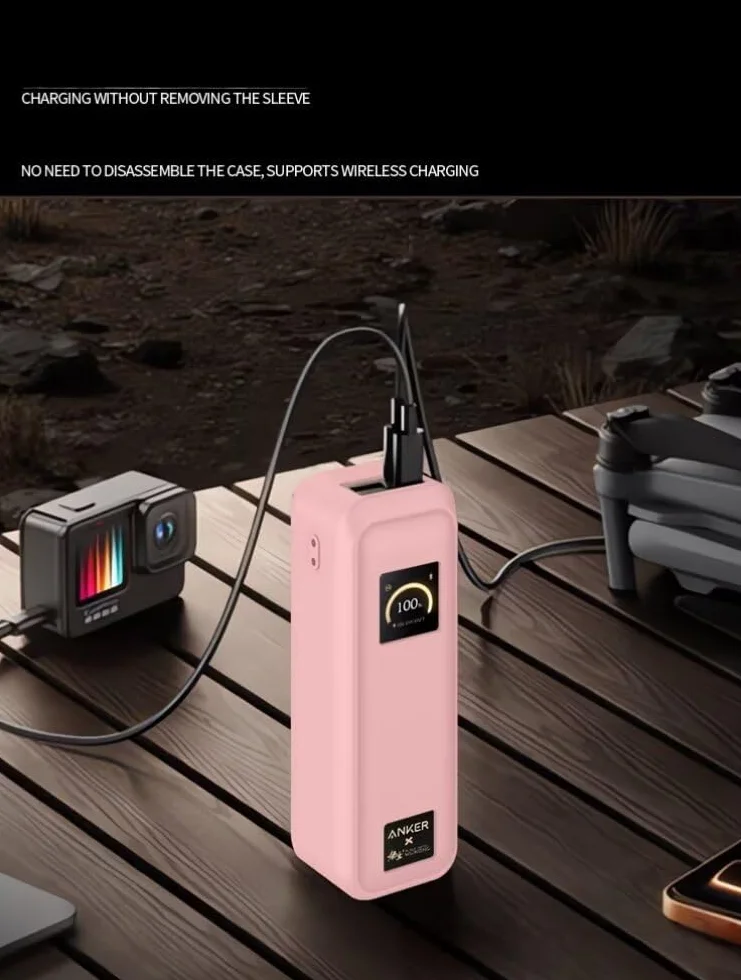 FTRONGRT Etui kompatybilne z Anker Prime 220W Power Bank, pełna ochrona, pyłoszczelne, zapobiegające upadkom, silikonowa osłona ochronna, czarne