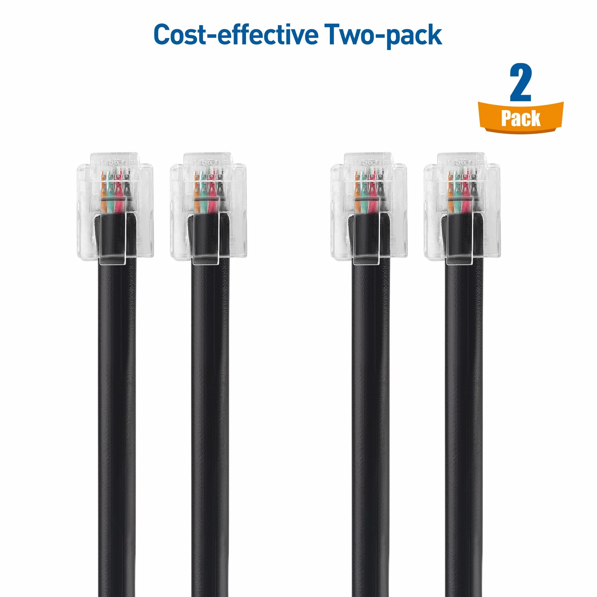 Cable Matters 2-Pack, RJ11 Kabel w kolorze czarnym - 1m