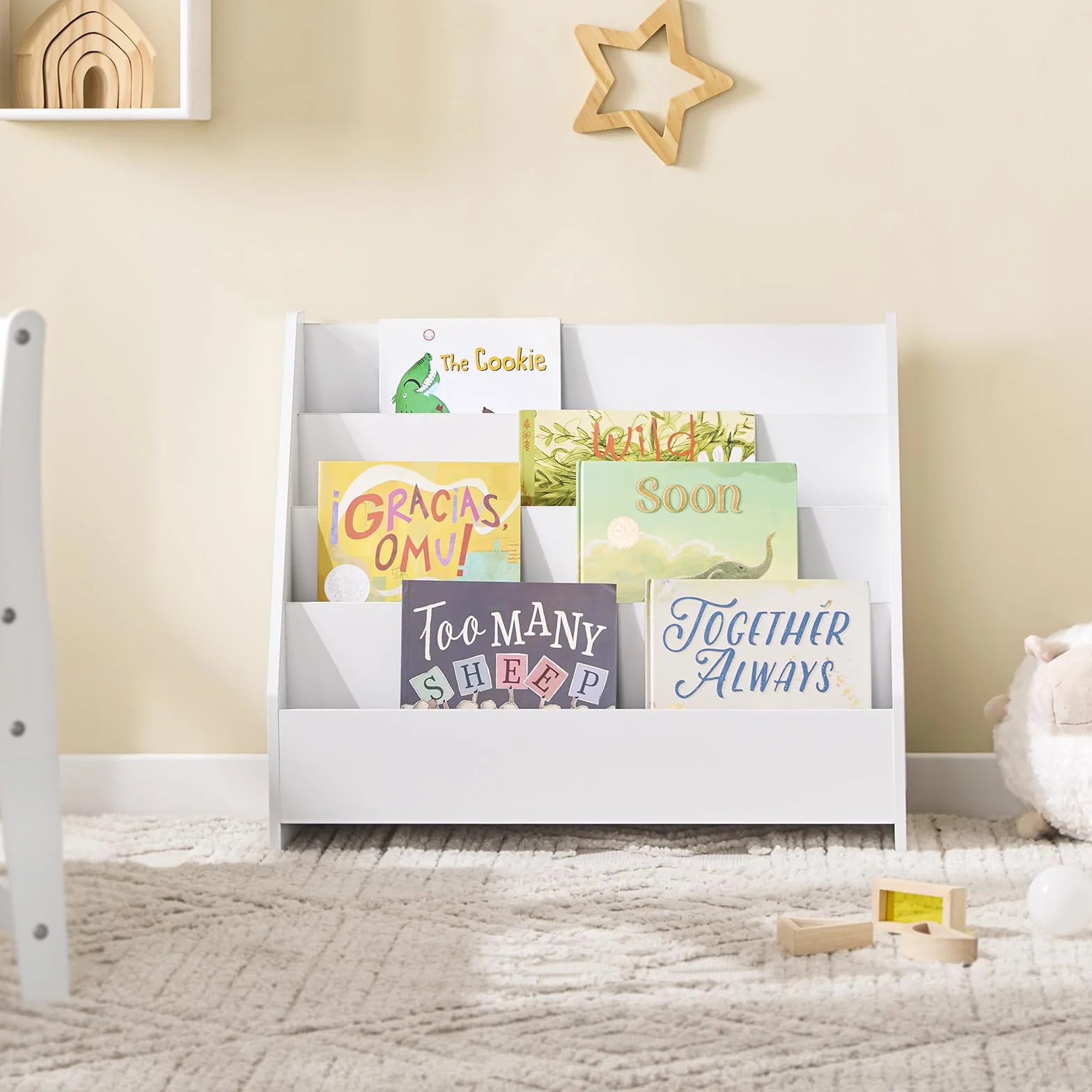 SoBuy KMB32-K-W regał na książki dla dzieci biały 70x60x30 cm