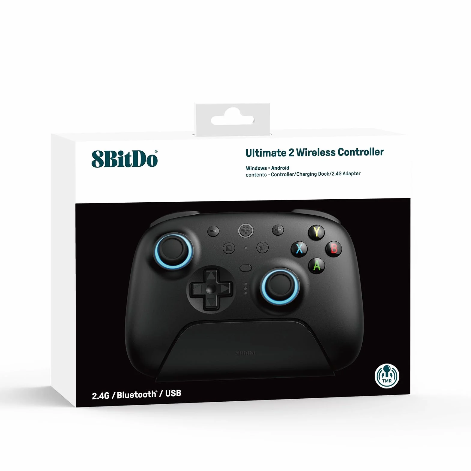 8BitDo Ultimate 2 Wireless Controller for Windows PC, Apple, Steam & Android, Gaming Controller with TMR Joysticks, Hall/Tactile Triggers, Motion Control, RGB Fire Ring, 1000Hz Polling Rate, Black