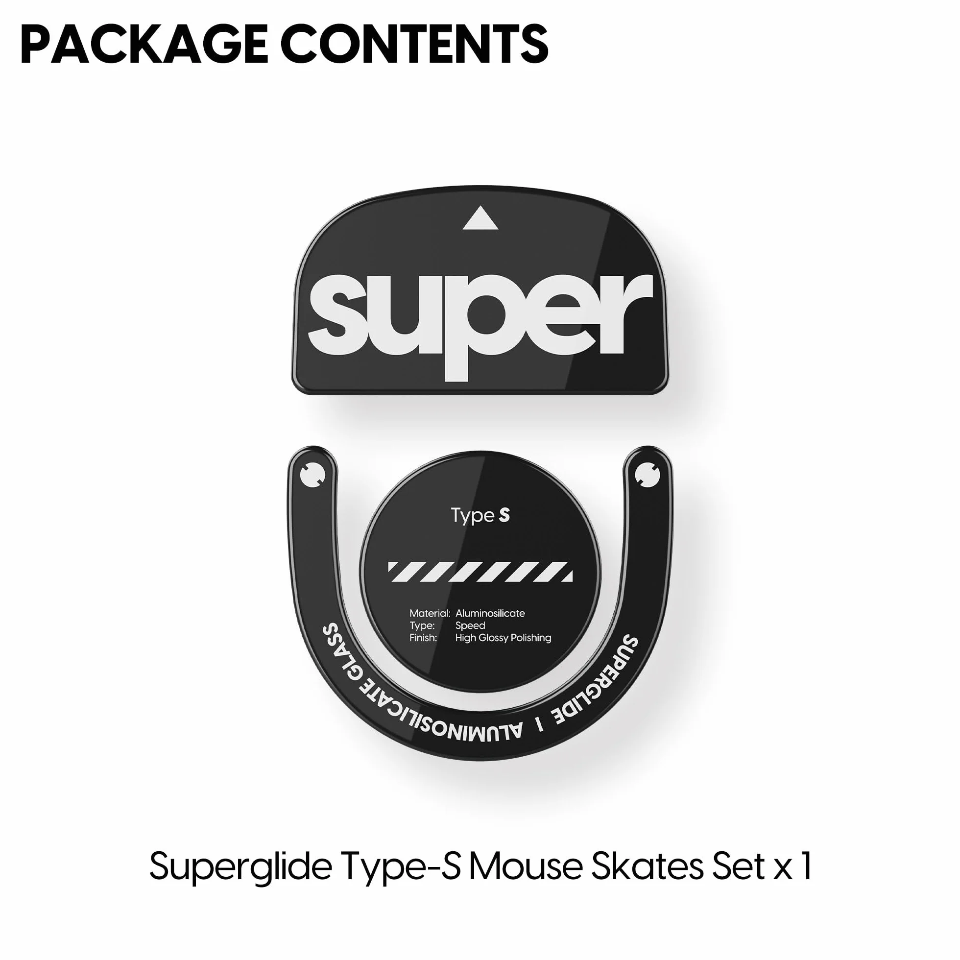 Superglide Szklane łyżwy pod mysz – super gładkie ślizganie, polerowana okrągła krawędź, super szybkie nóżki do gier z wytrzymałą podeszwą do Logitech G Pro X Superlight2 (typ S, czarne)