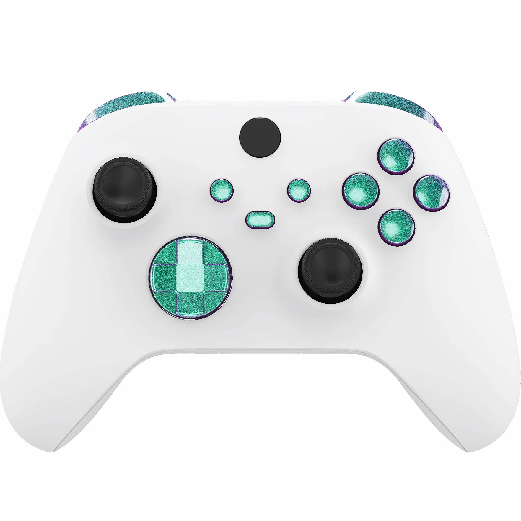 eXtremeRate No Letter Imprint Niestandardowe Pełne Przyciski dla Xbox Series X/S Controller, Kameleon Zielony Fioletowy Akcesoria Zderzaki Wyzwalacze Dpad Przyciski ABXY dla Xbox Series X/S, dla Xbox Core Controller