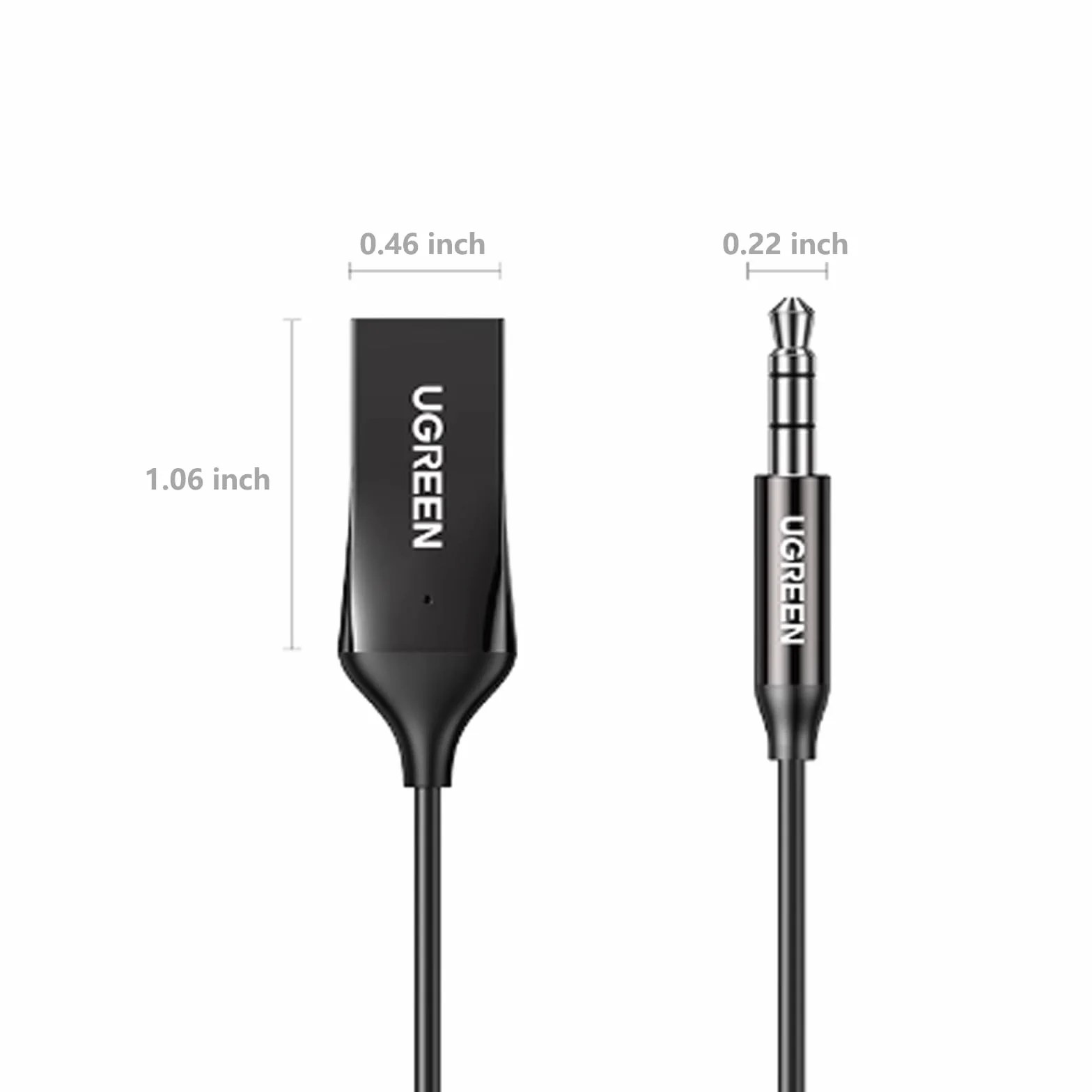 UGREEN 6.0 Bluetooth Odbiornik Samochodowy Bluetooth z Gniazdem 3,5mm i Wbudowanym Mikrofonem.（Srebro）