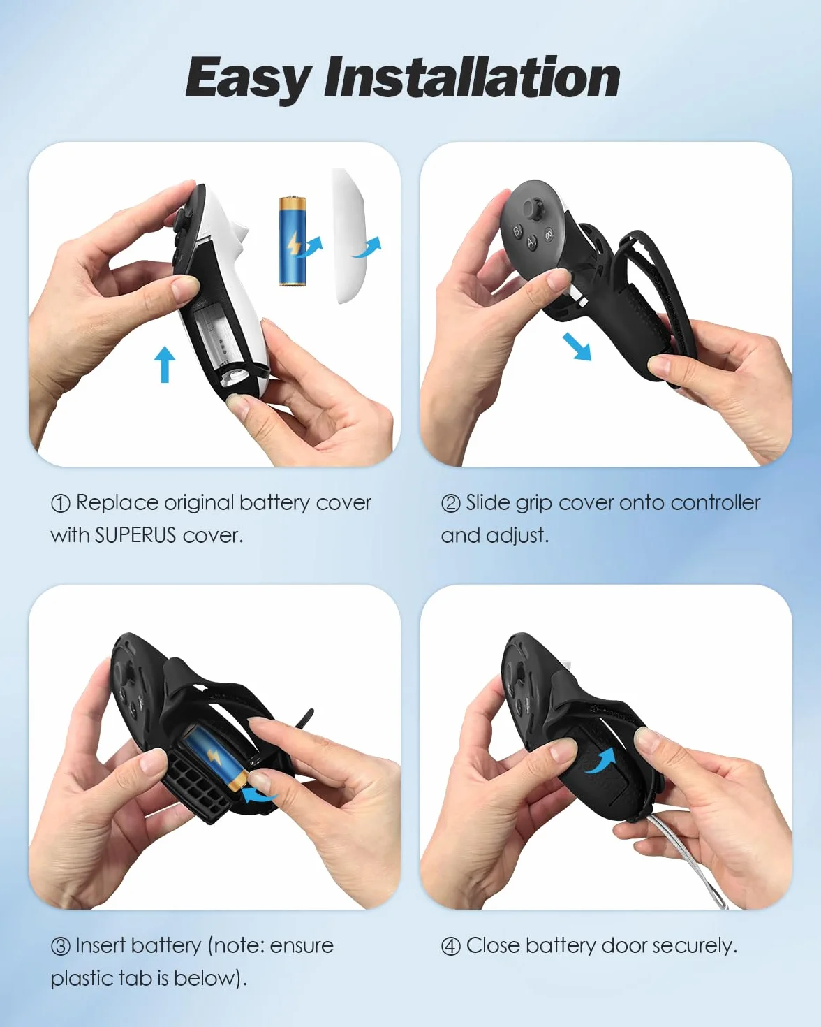 SUPERUS Ulepszona osłona uchwytów kontrolera dla Meta Quest 3, akcesoria VR kompatybilne z Oculus Quest 3