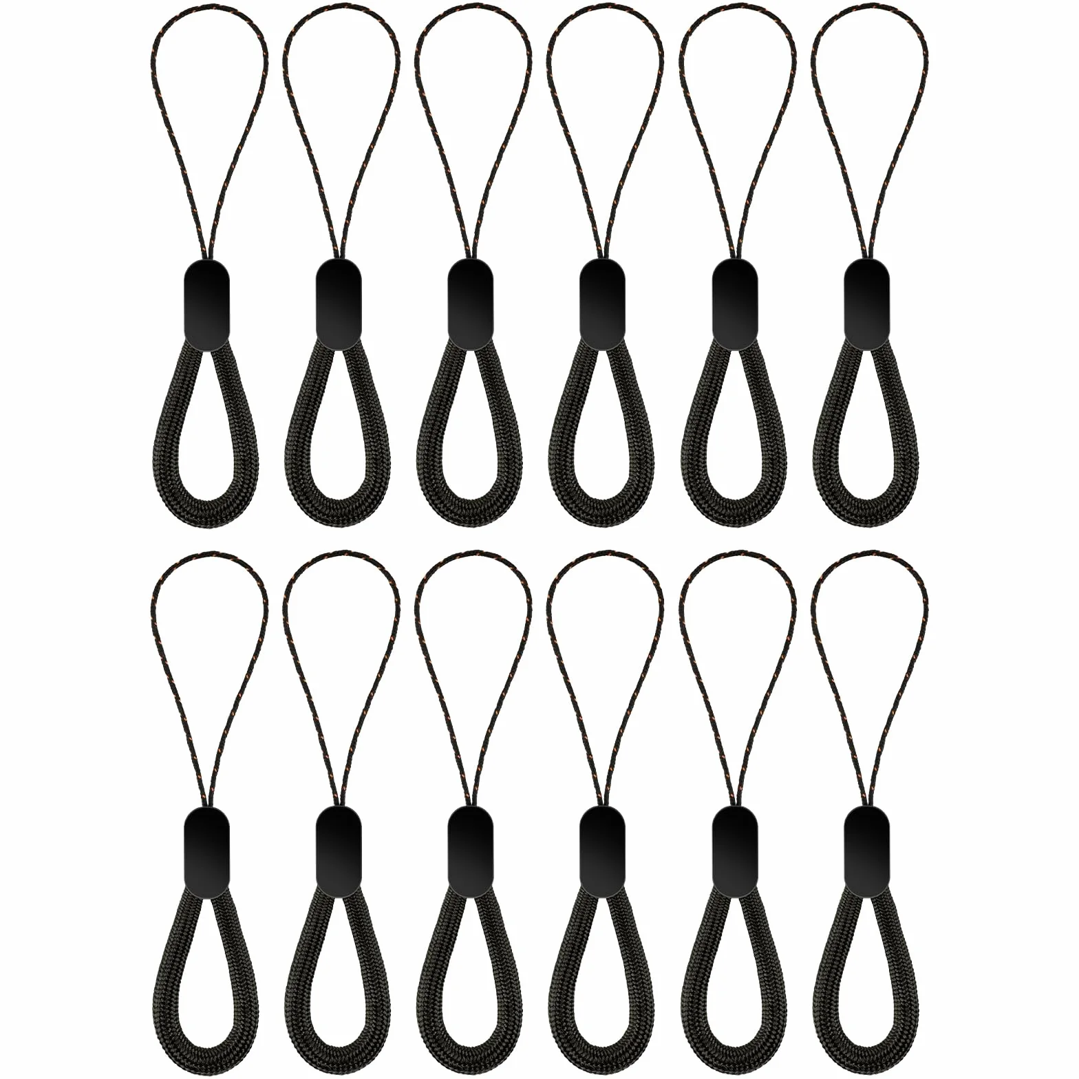 Mabor Zestaw 12 sztuk smyczy na palec, nylonowe, przenośne, krótkie, do pamięci USB, telefonów komórkowych, aparatów, kluczy (12,5 cm)