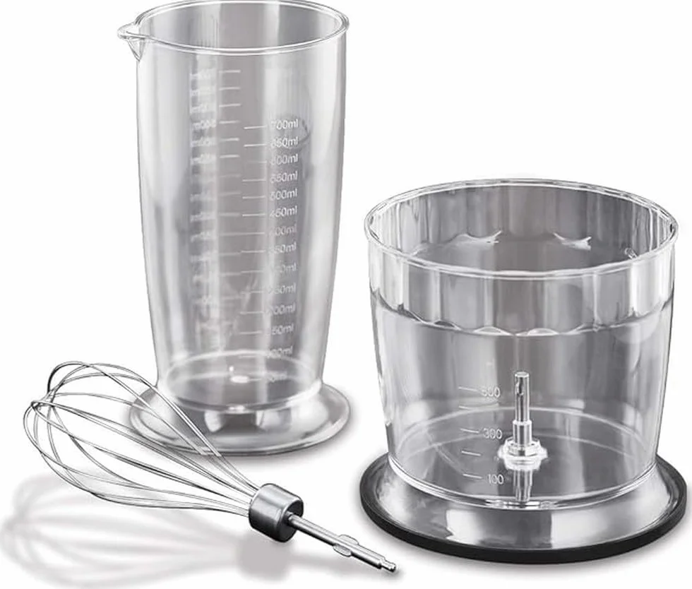 Russell Hobbs blender ręczny, 3w1, nasadka miksująca, pojemnik z ostrzem miksującym, pojemność pojemników 0,5l i 0,7l, ubijanie, mieszanie, moc 500W, czarny, Matte Black 24702-56
