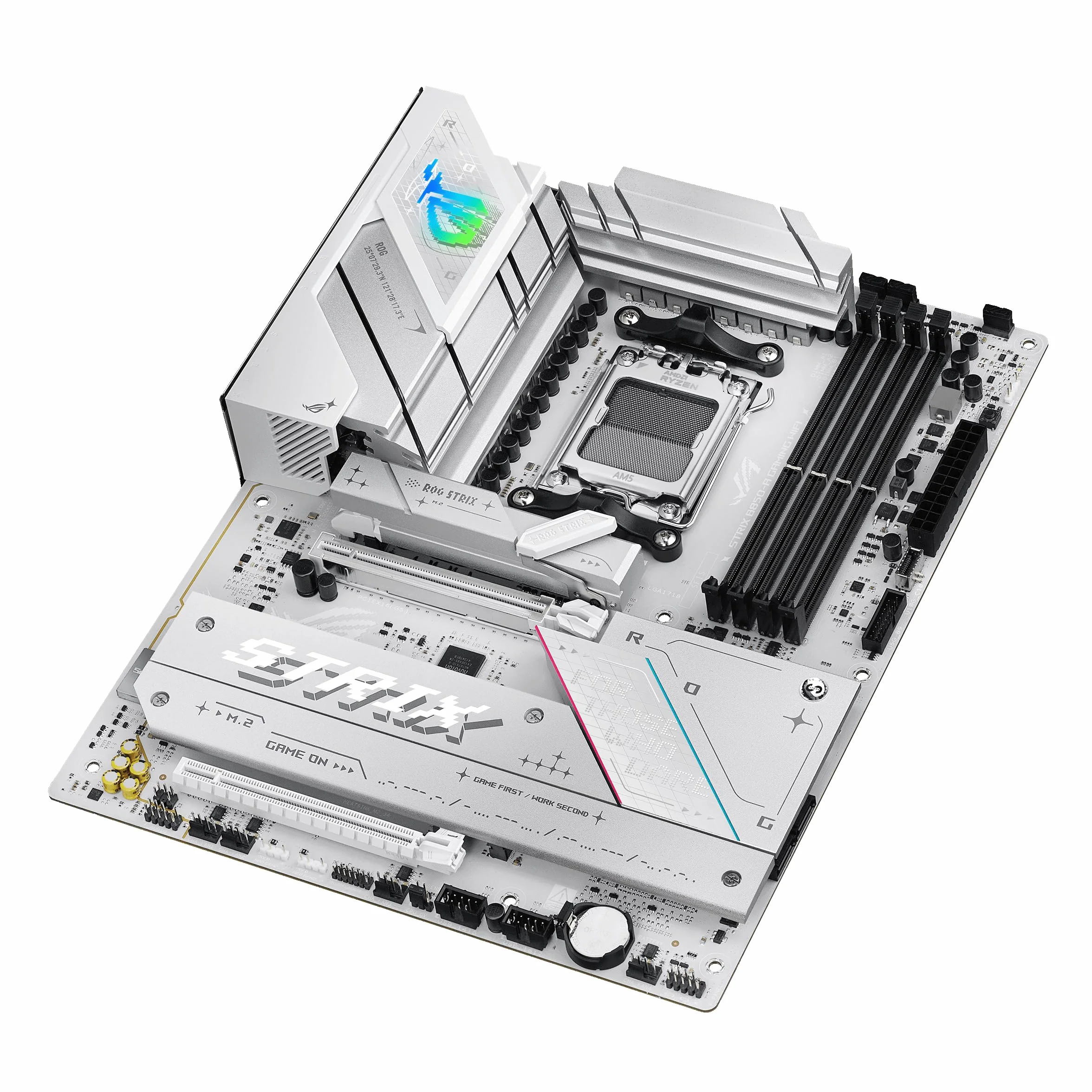 ASUS ROG Strix B850-A do gier WiFi, płyta główna AMD ATX, 14+2+2 fazy zasilania, gniazdo DDR5, PCIe 5.0 z gniazdem Q-Release, 4 gniazda M.2, WiFi 7 z anteną Q, AI Advisor, AI Networking II