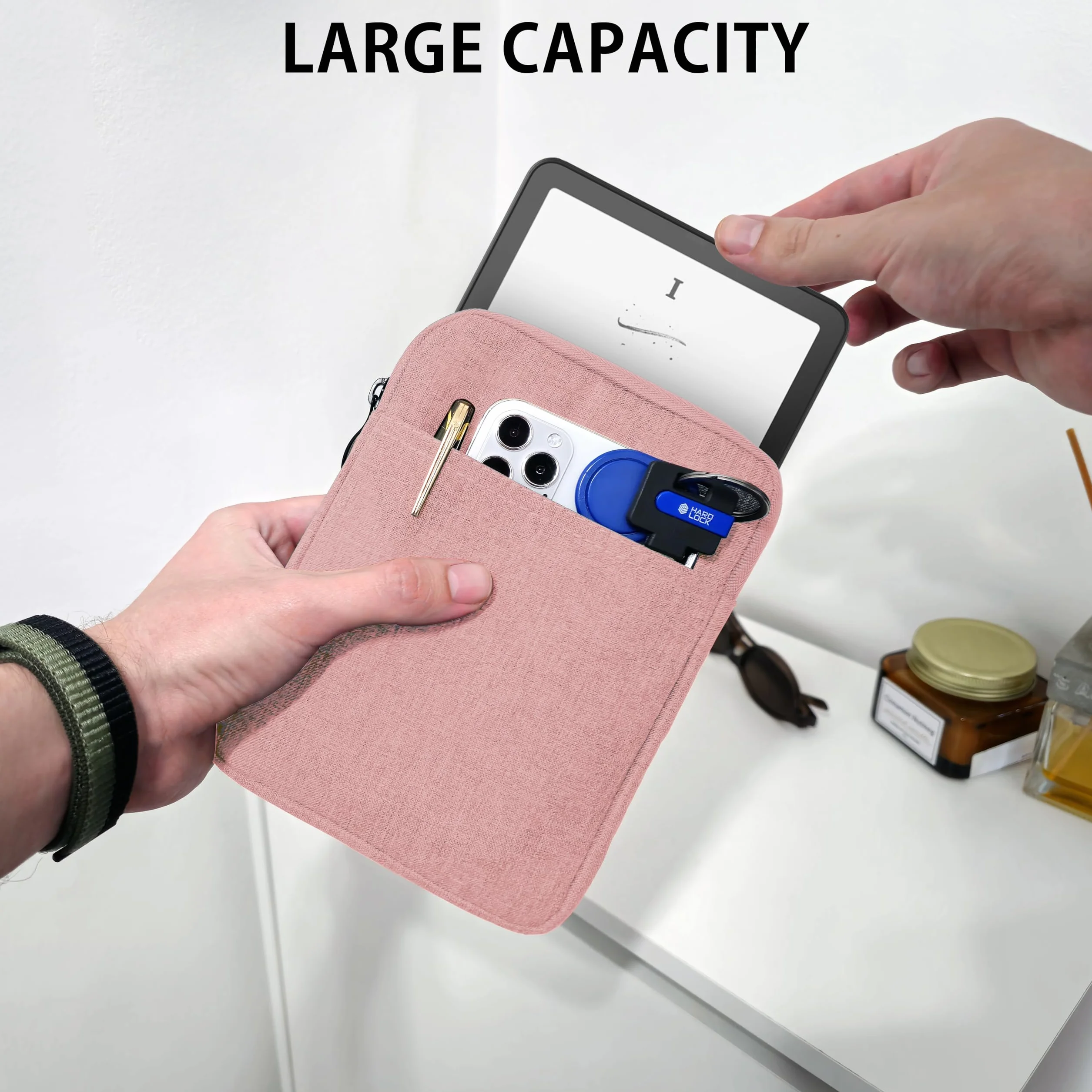 MyGadget Nylonowe etui na tablet do 6,8 cala [ 18 x 13,5 cm ] - etui ochronne np. Kindle Paperwhite | Tolino Vision 1-4 | Shine 1-3 - różowe